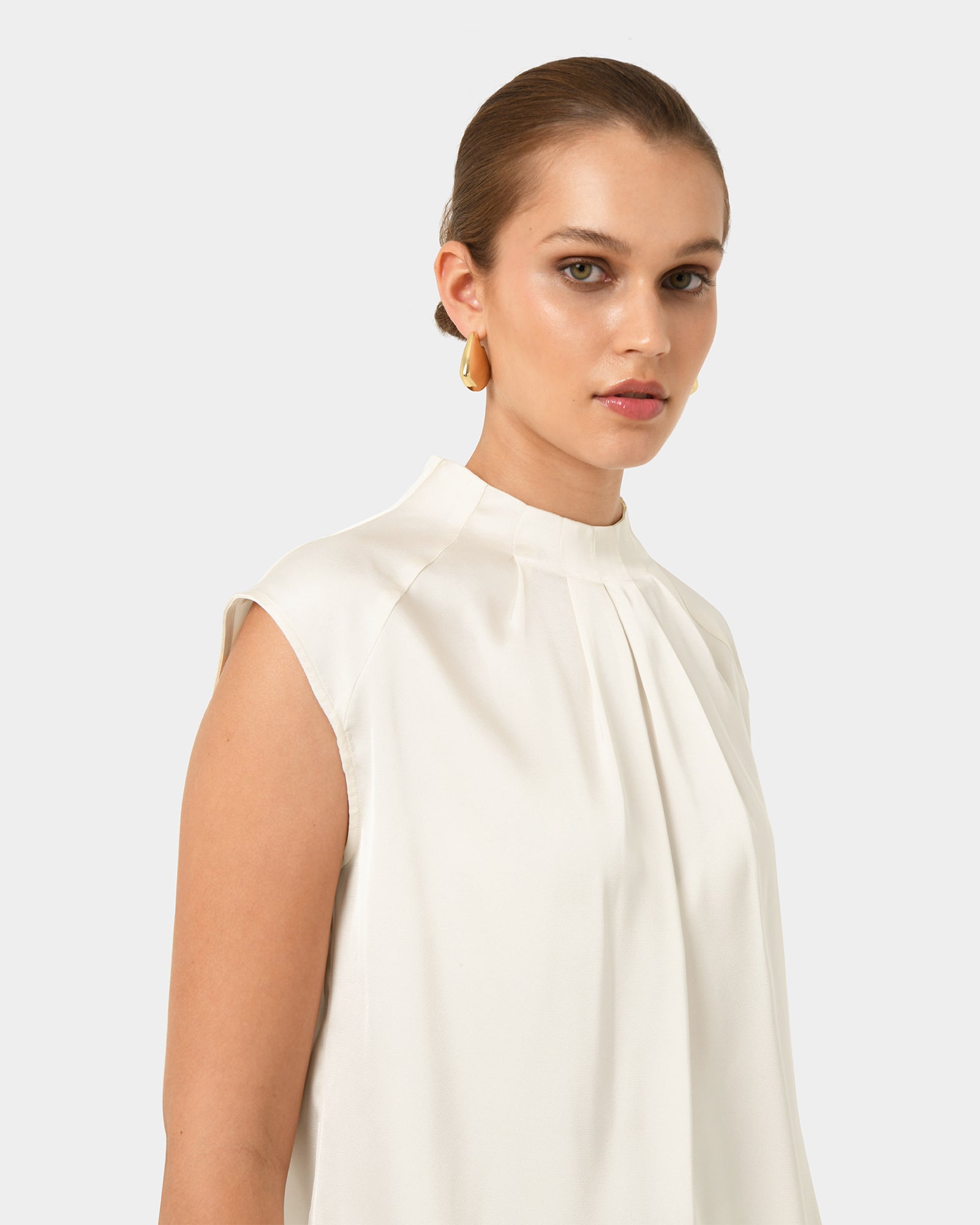 Kiar Pleated Satin Top
