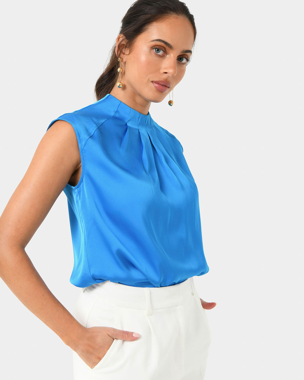 Kiar Pleated Satin Top