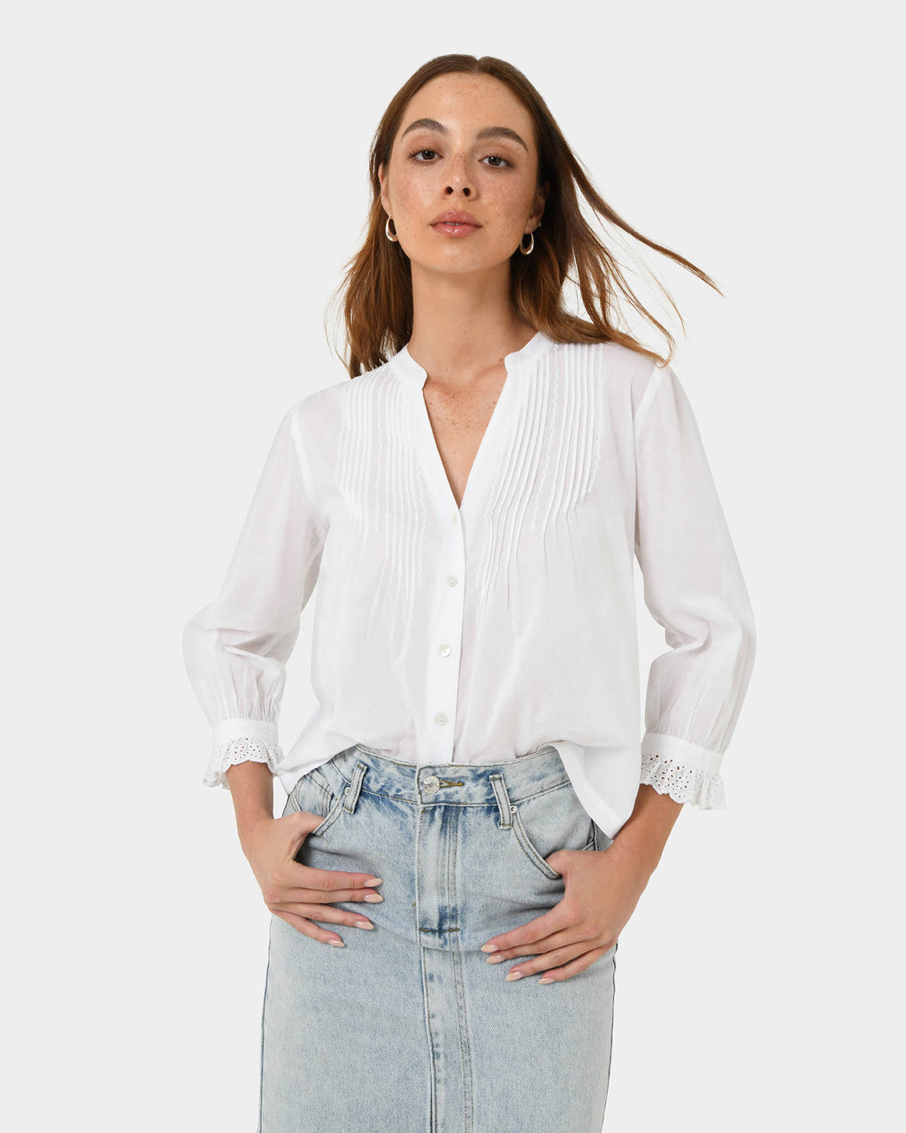 Akira Vneck Embroidery Blouse