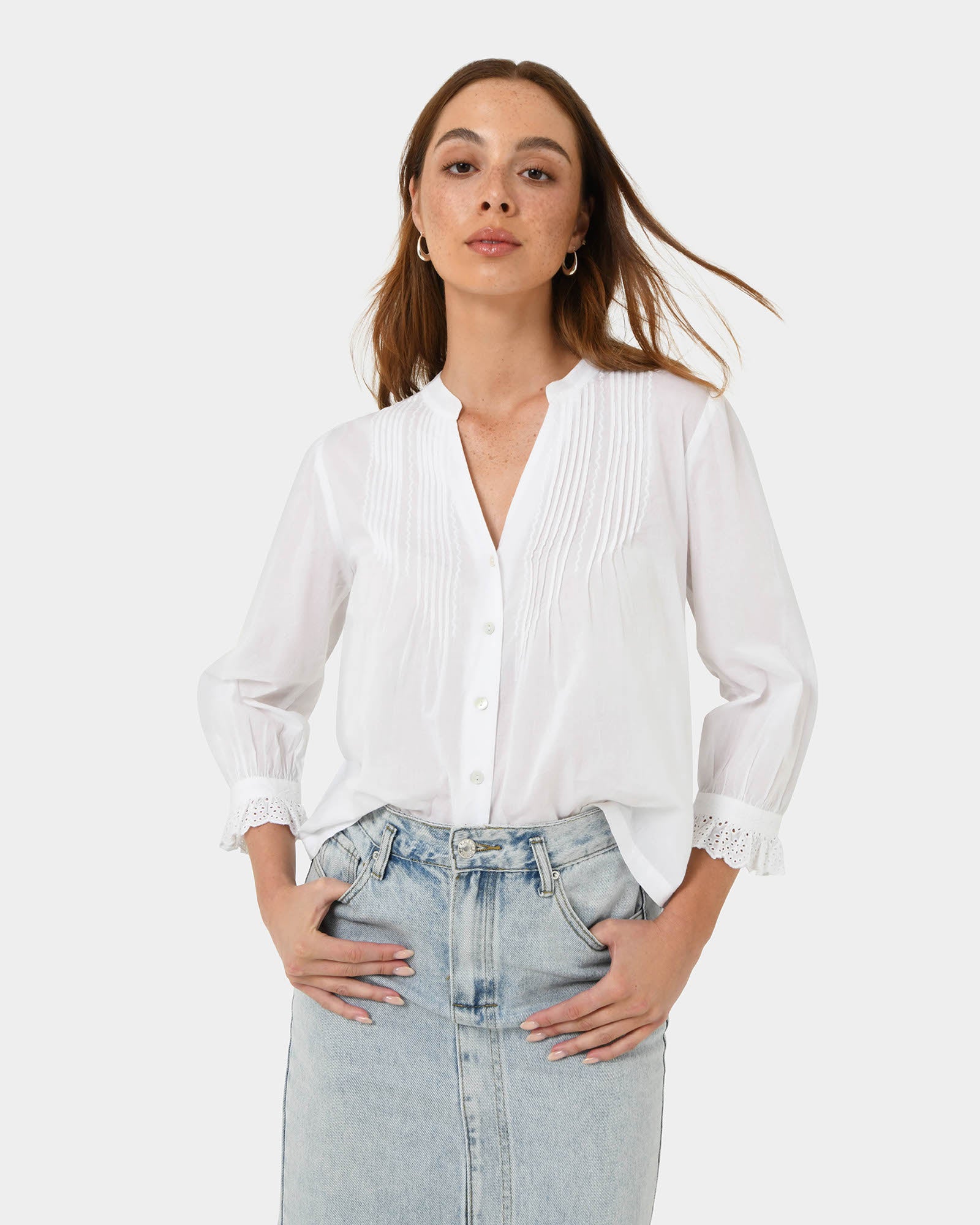 Akira Vneck Embroidery Blouse