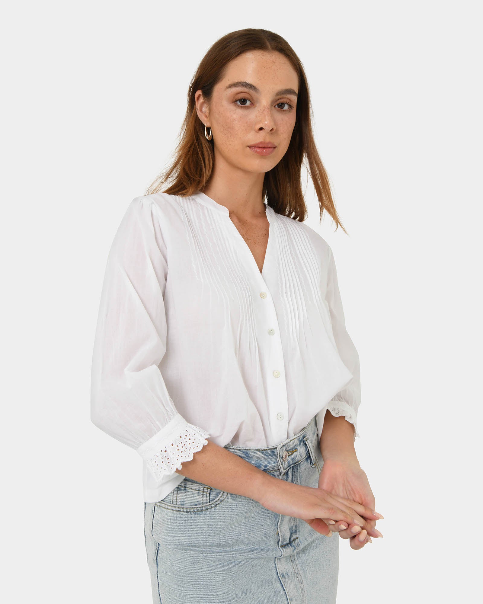 Akira Vneck Embroidery Blouse
