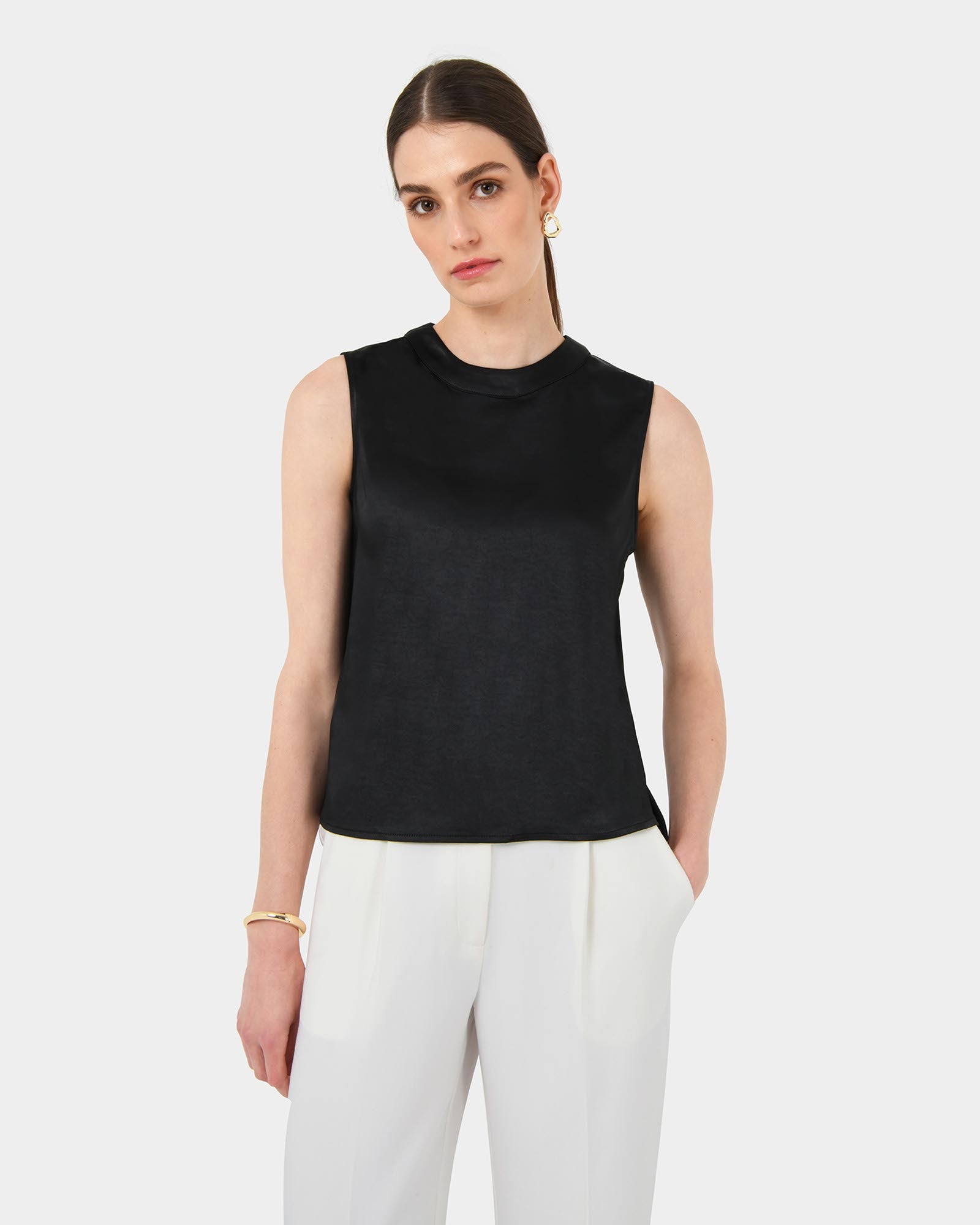 Louisa Round Neck Satin Top