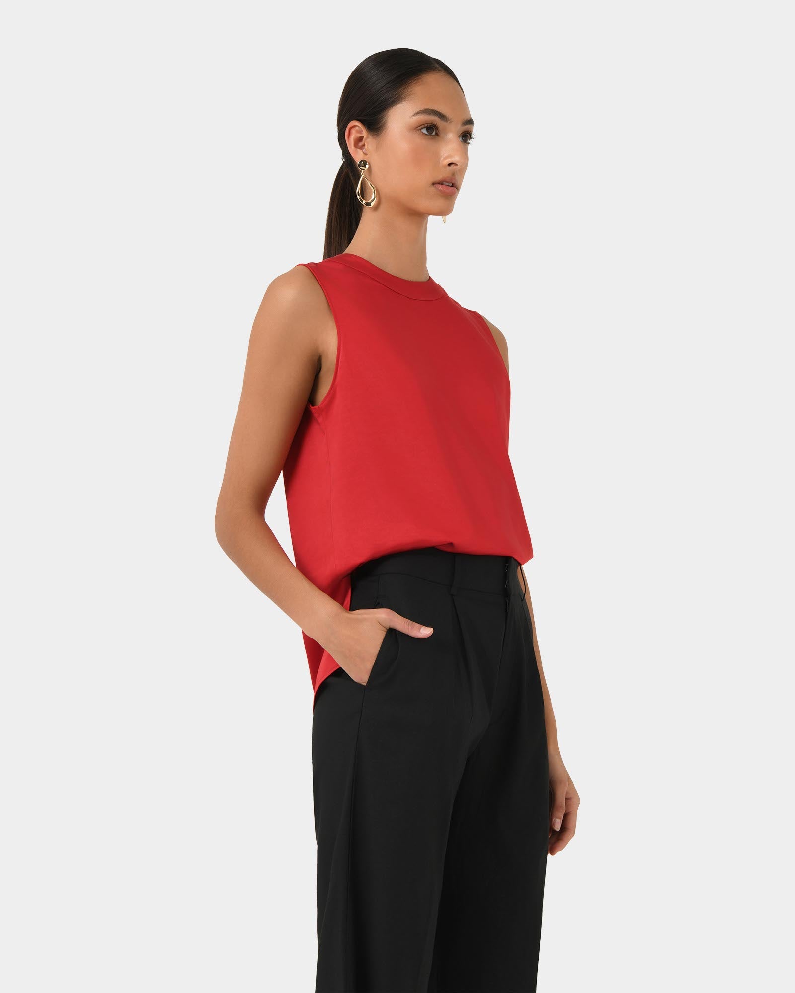 Louisa Round Neck Satin Top