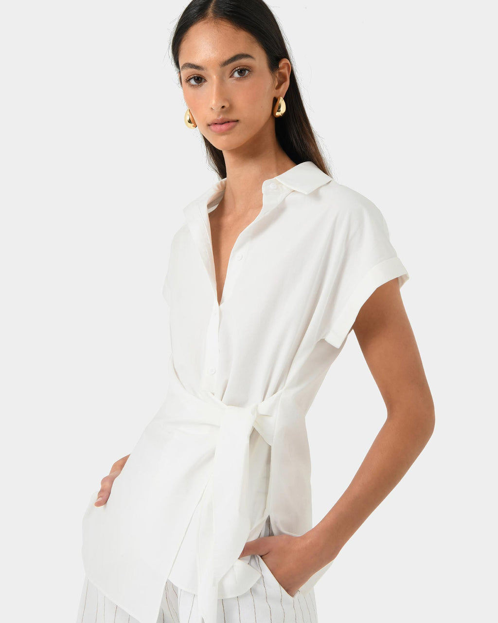 Zalia Tie Button Shirt