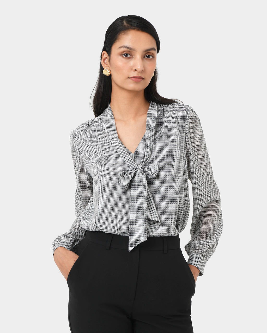 Kara V-Neck Tie Blouse