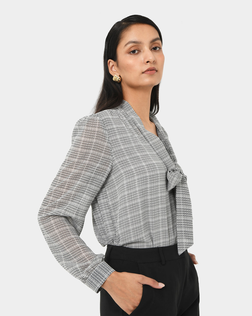 Kara V-Neck Tie Blouse