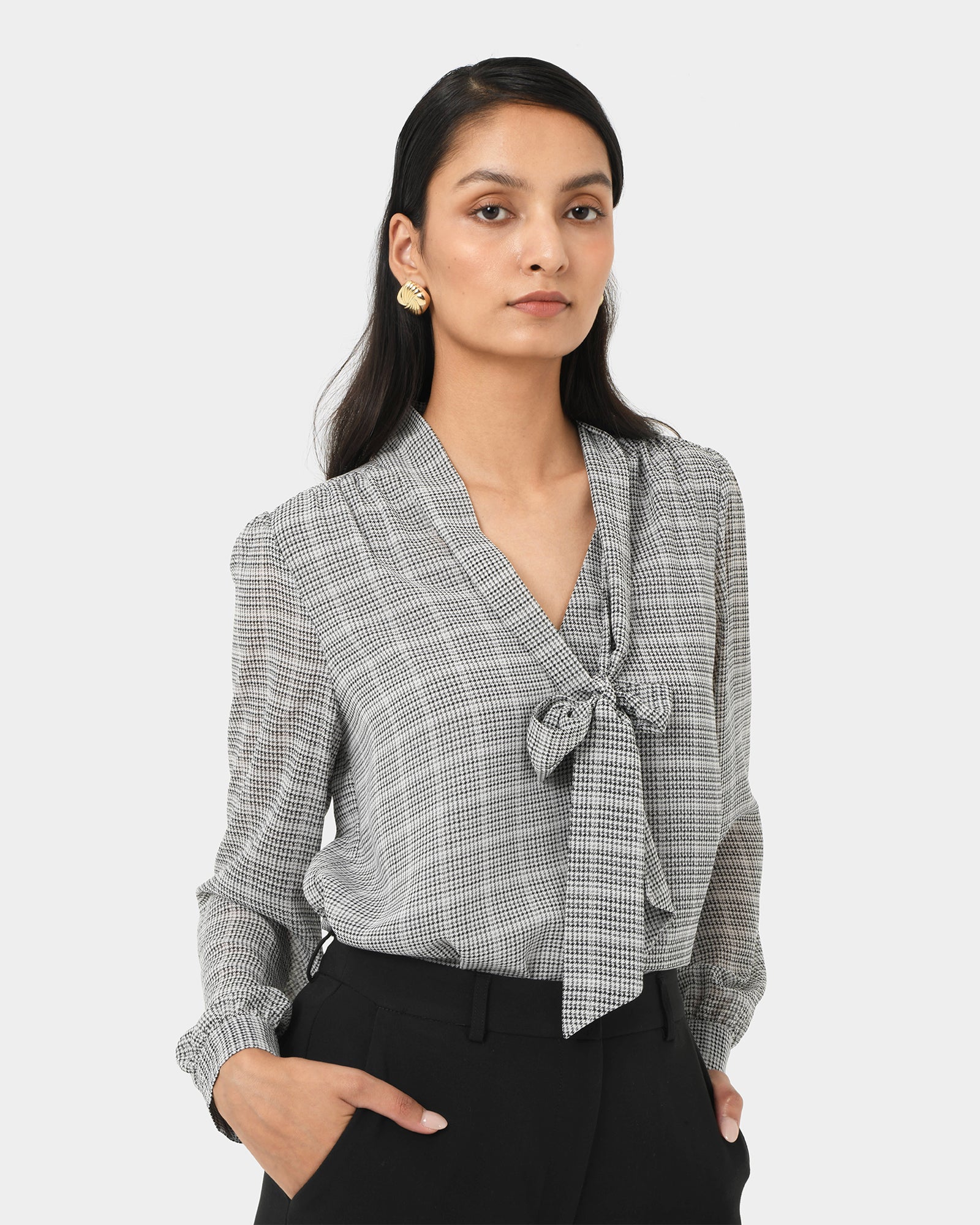 Kara V-Neck Tie Blouse