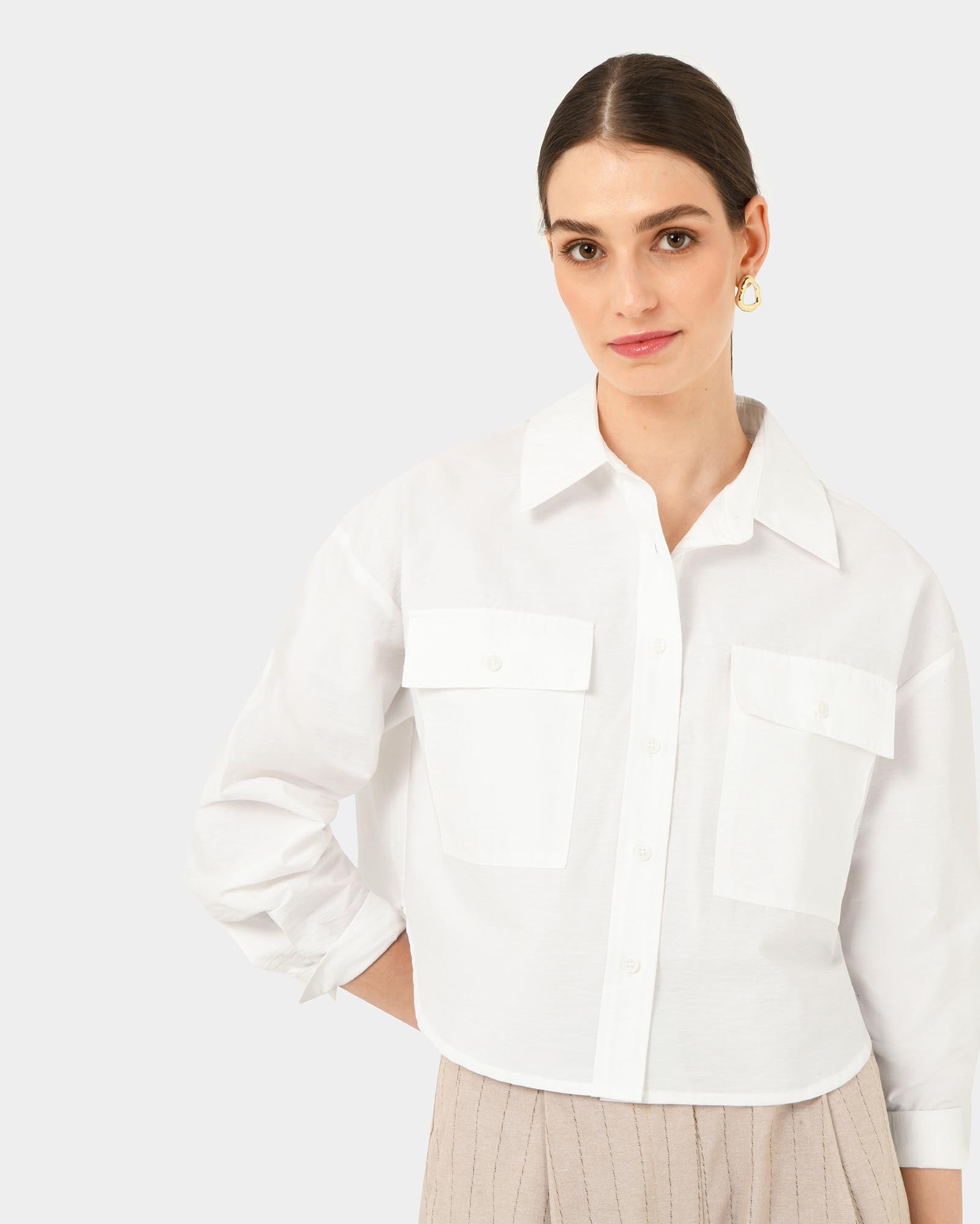 Kyla Crop Pocket Shirt