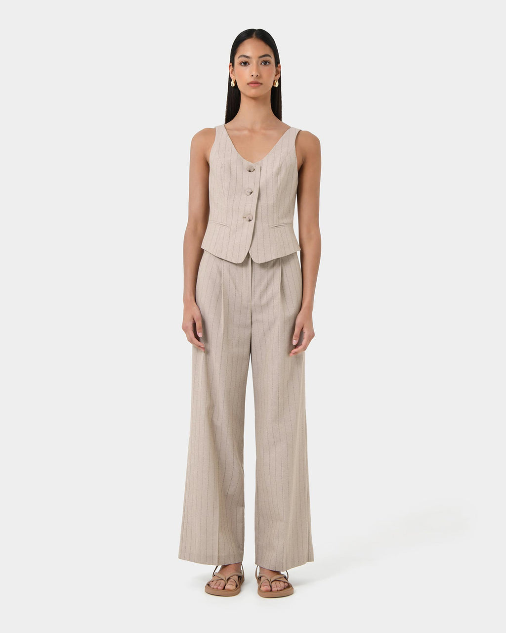 Ria Stripe Cotton Blend Vest