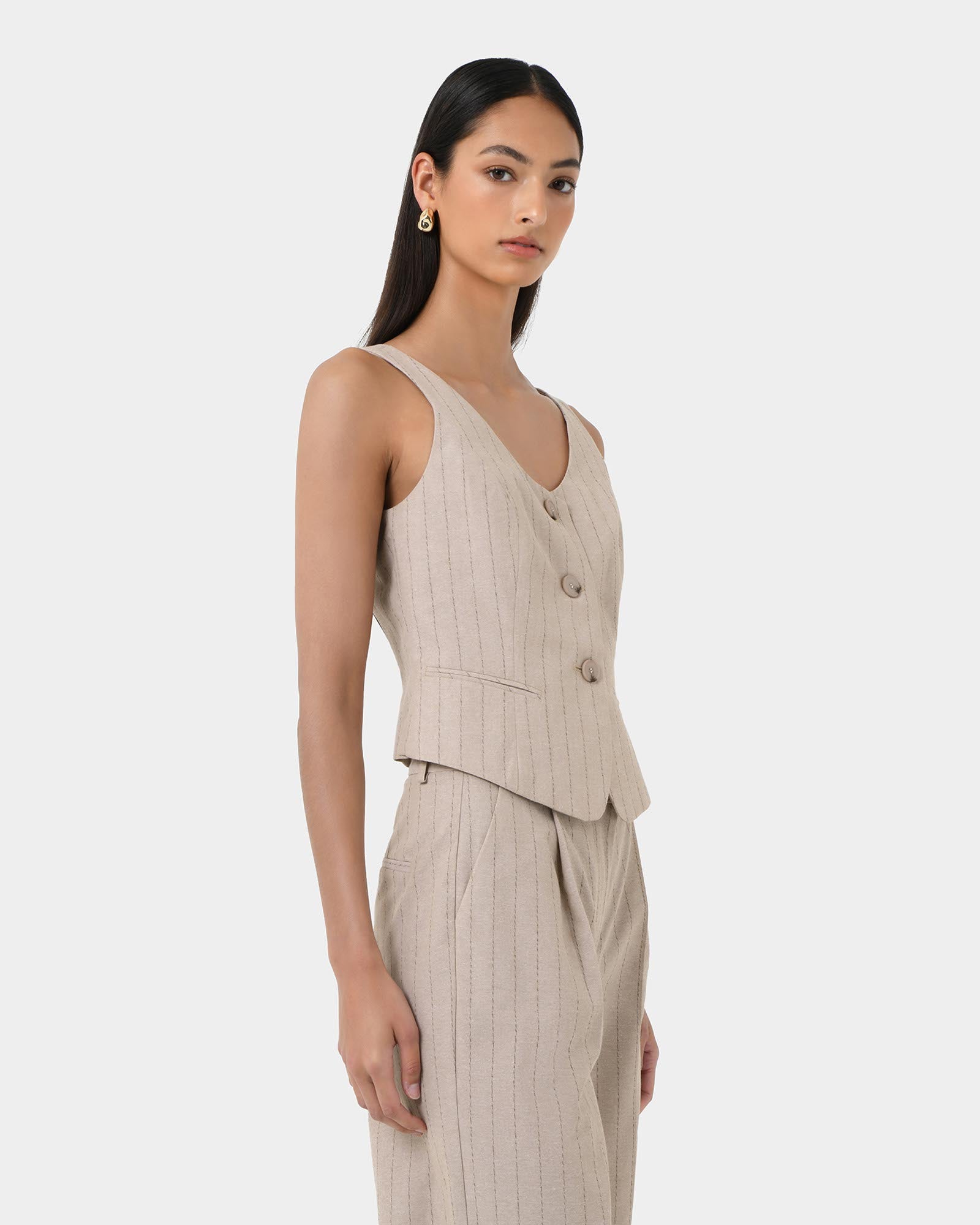 Ria Stripe Cotton Blend Vest
