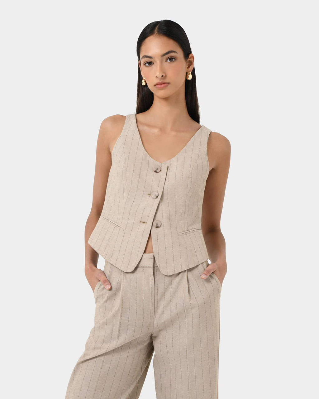 Ria Stripe Cotton Blend Vest