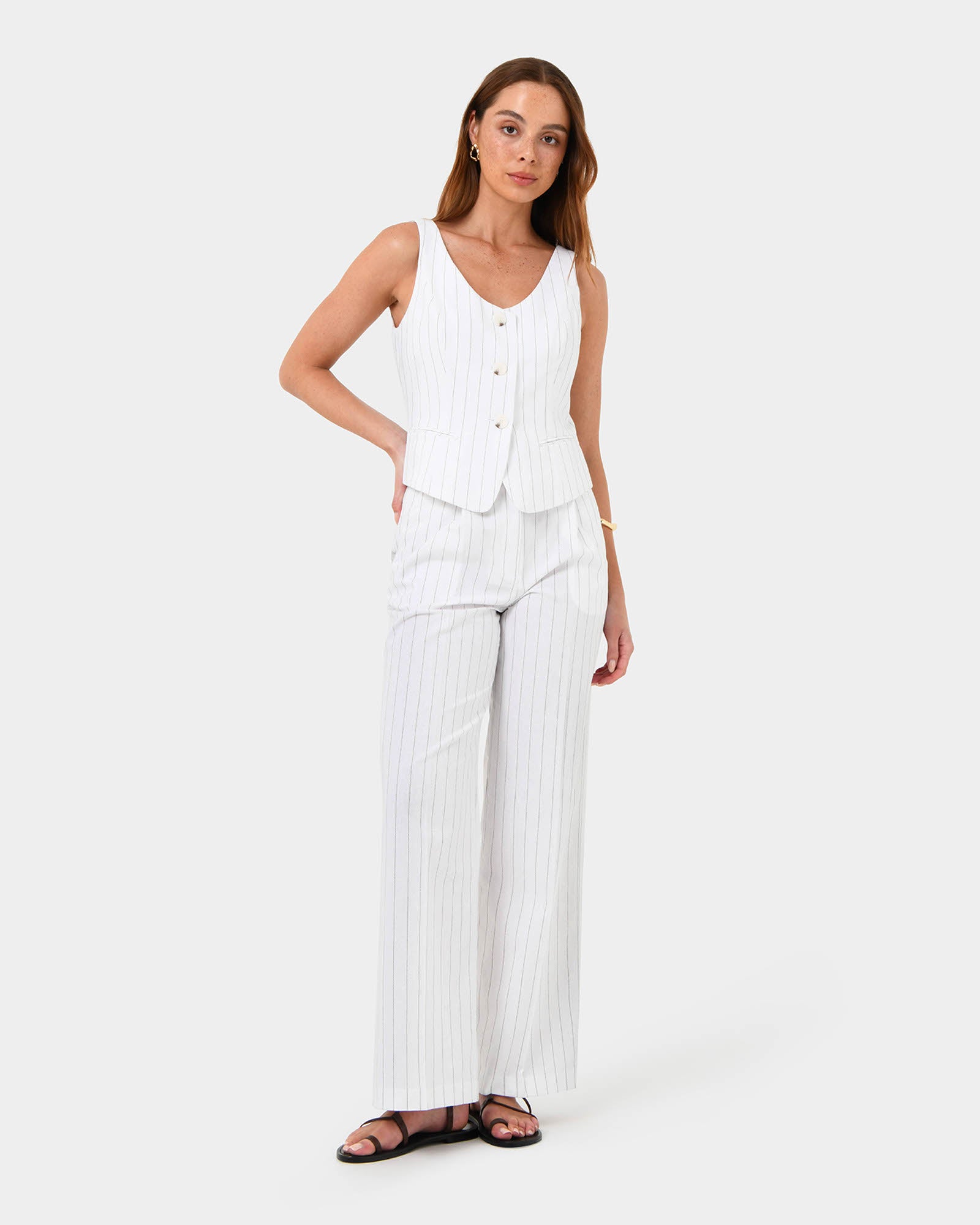 Ria Stripe Cotton Blend Vest