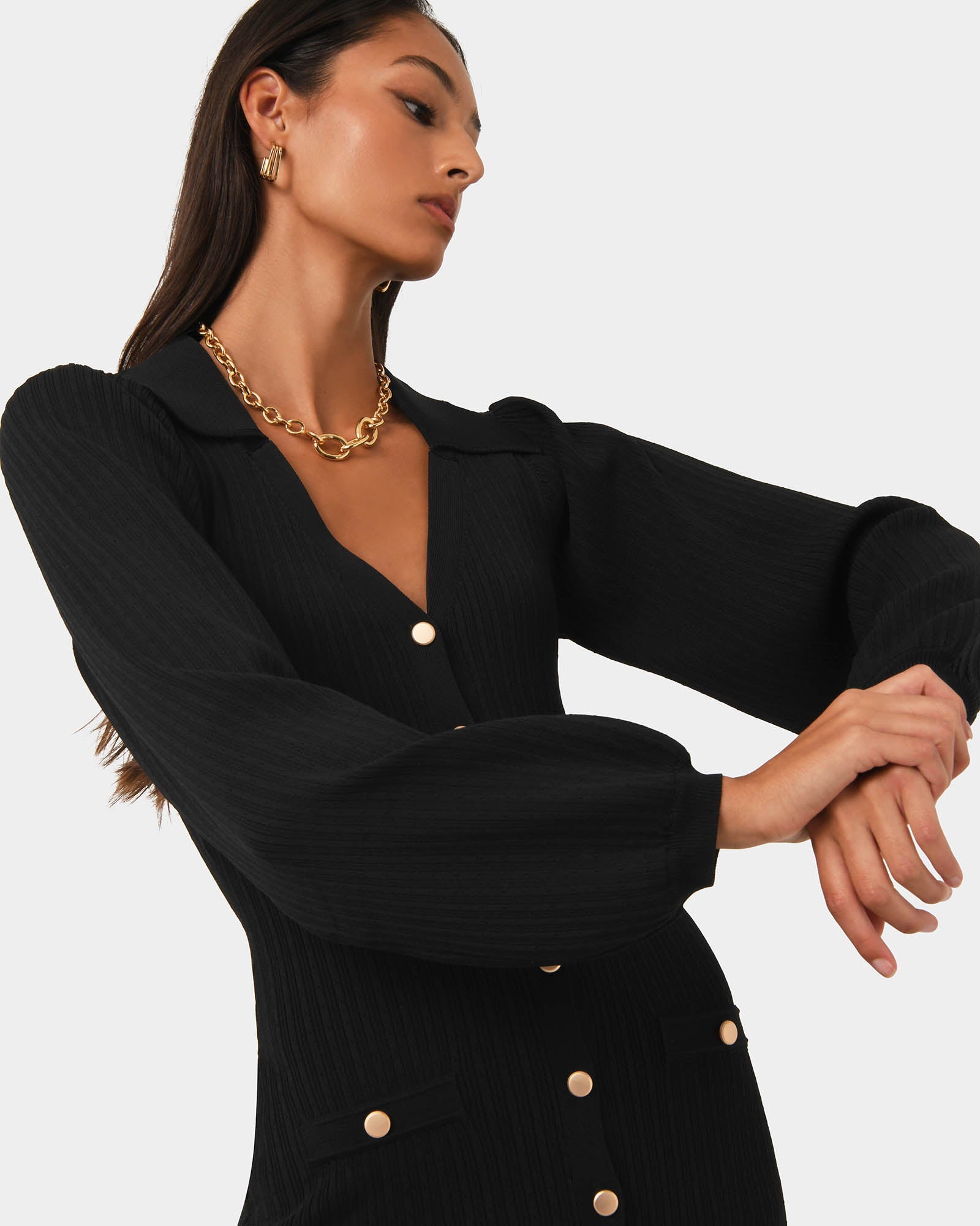 Lara Collar Midi Knit Dress
