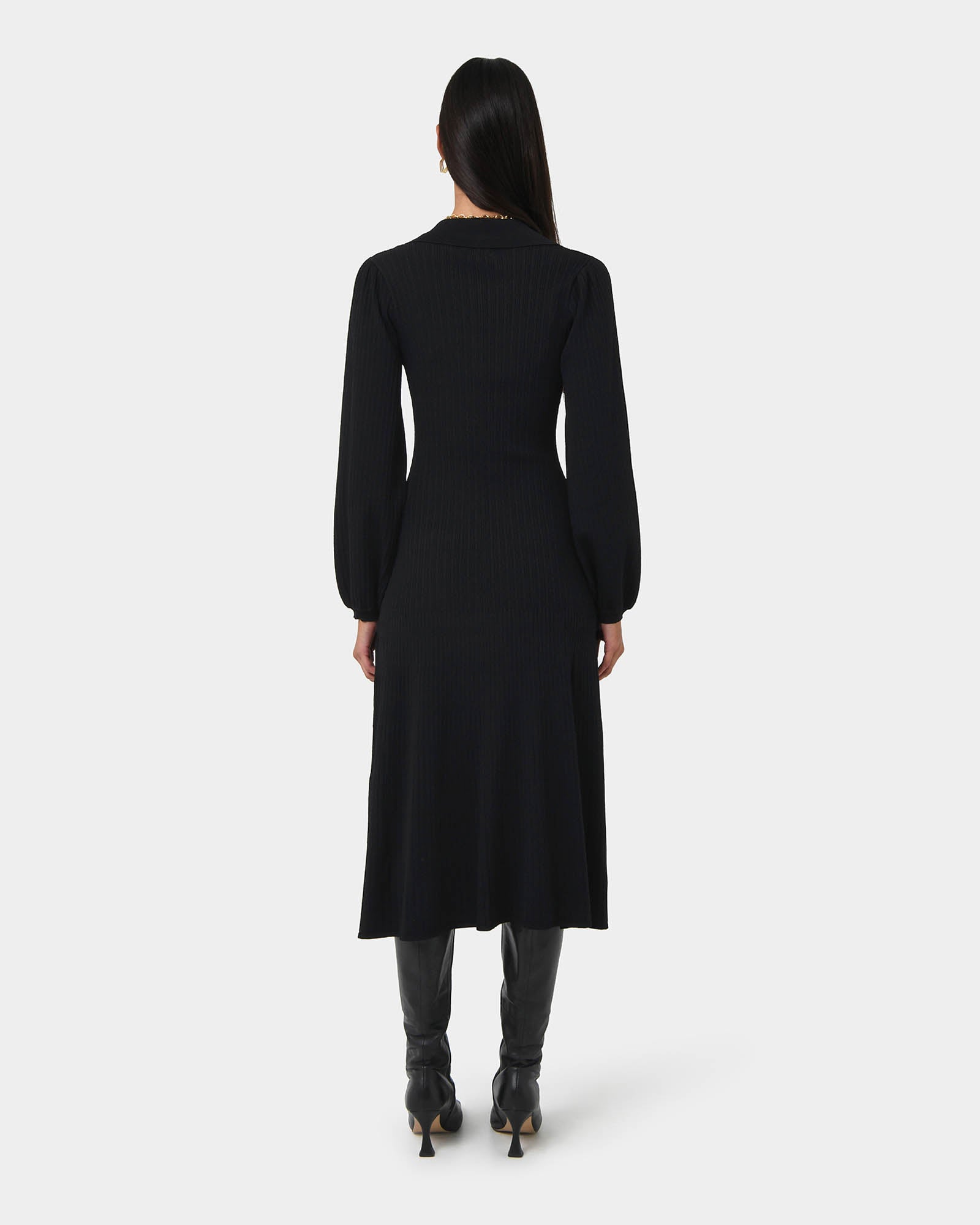Lara Collar Midi Knit Dress