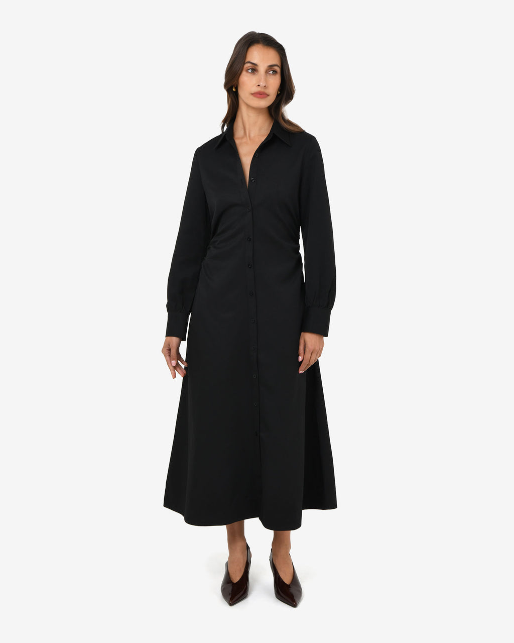 Lune Ruched Shirt Dress