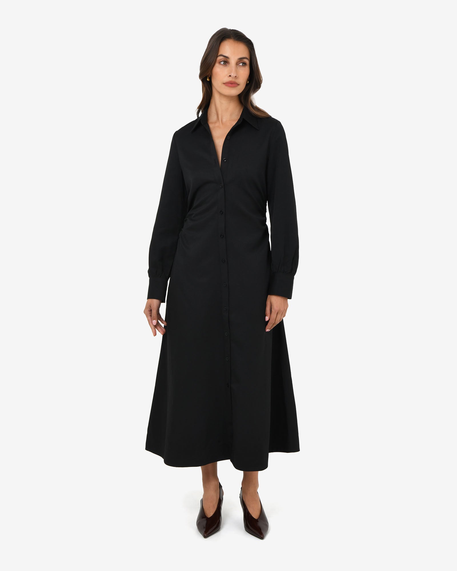 Lune Ruched Shirt Dress