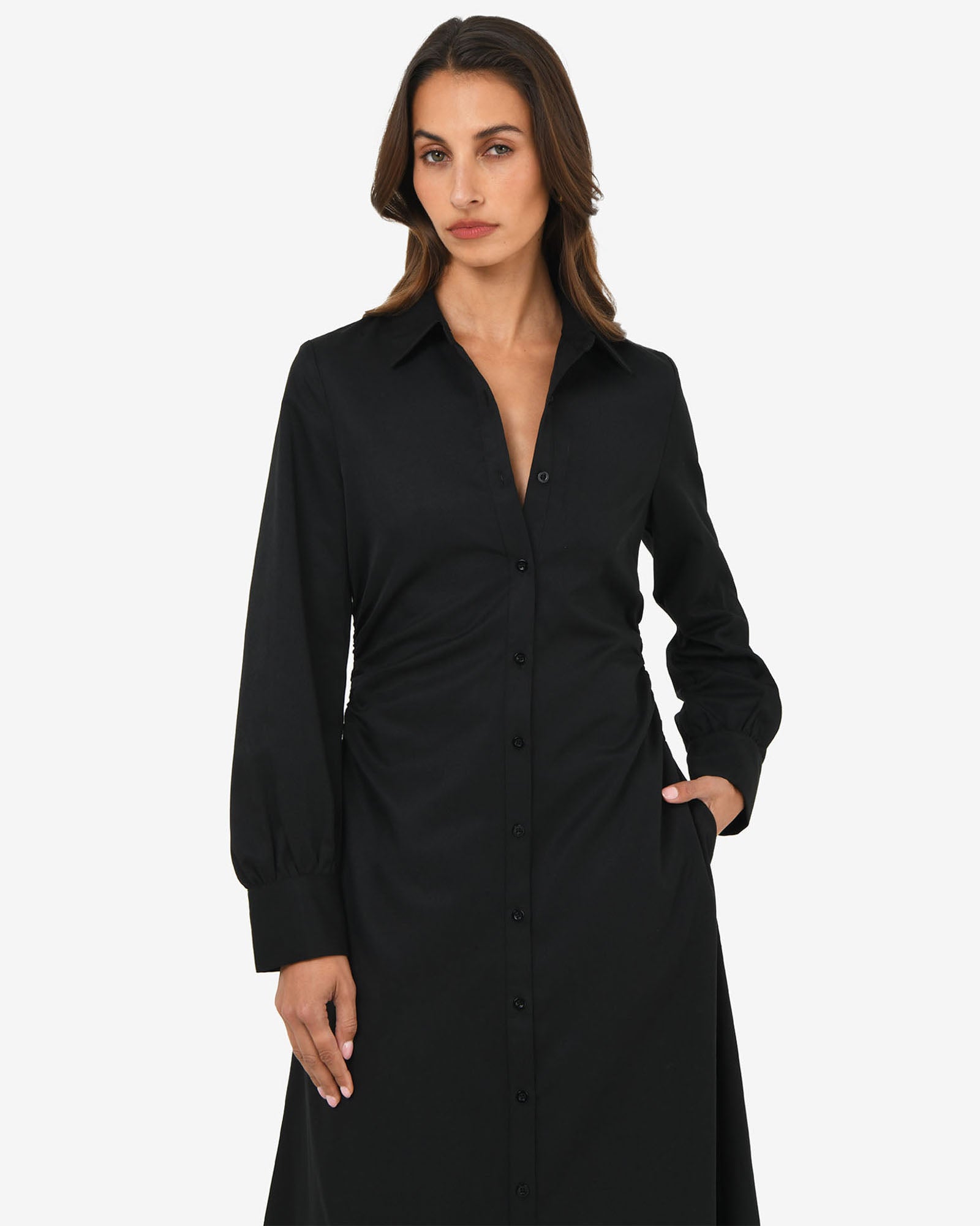 Lune Ruched Shirt Dress