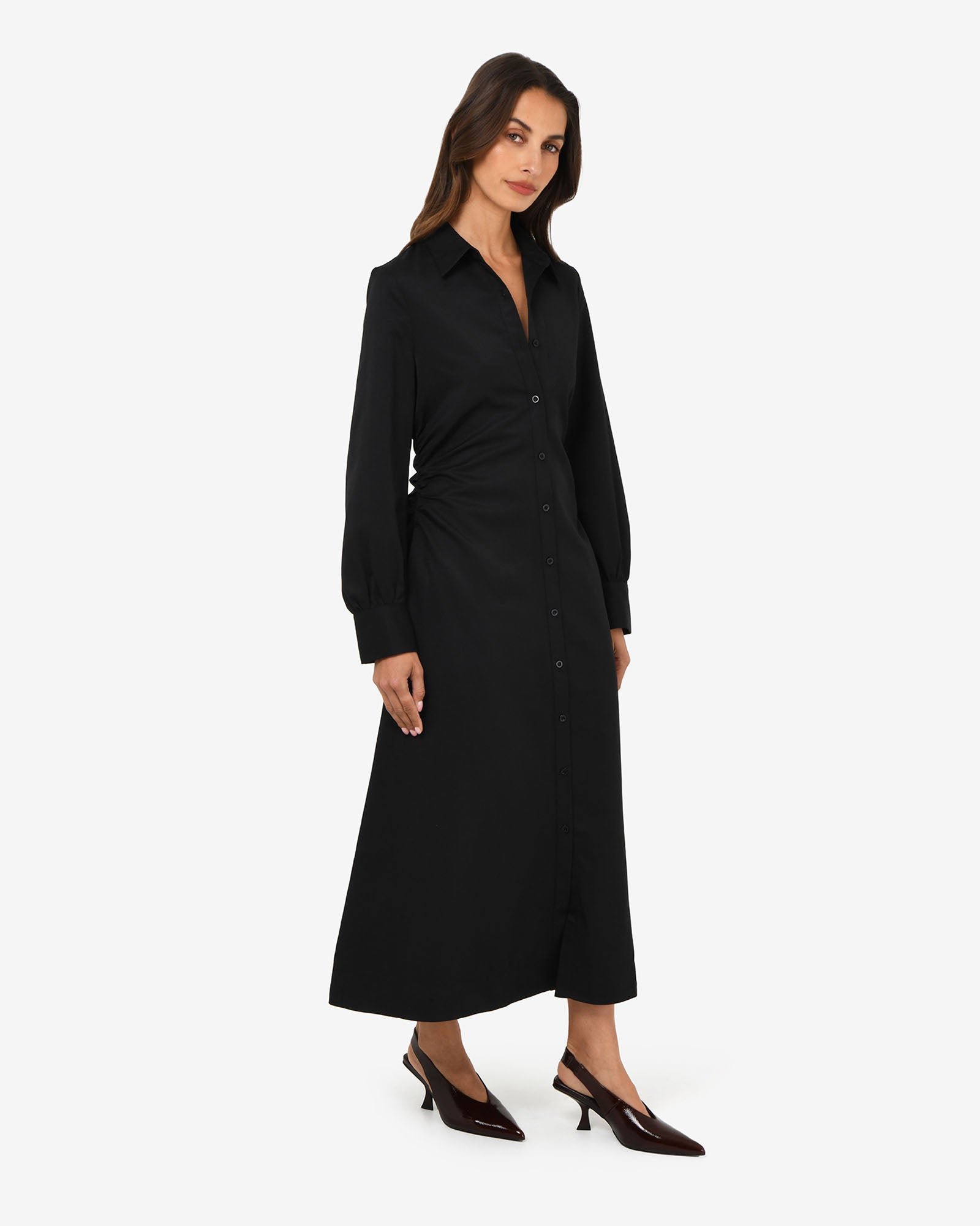 Lune Ruched Shirt Dress