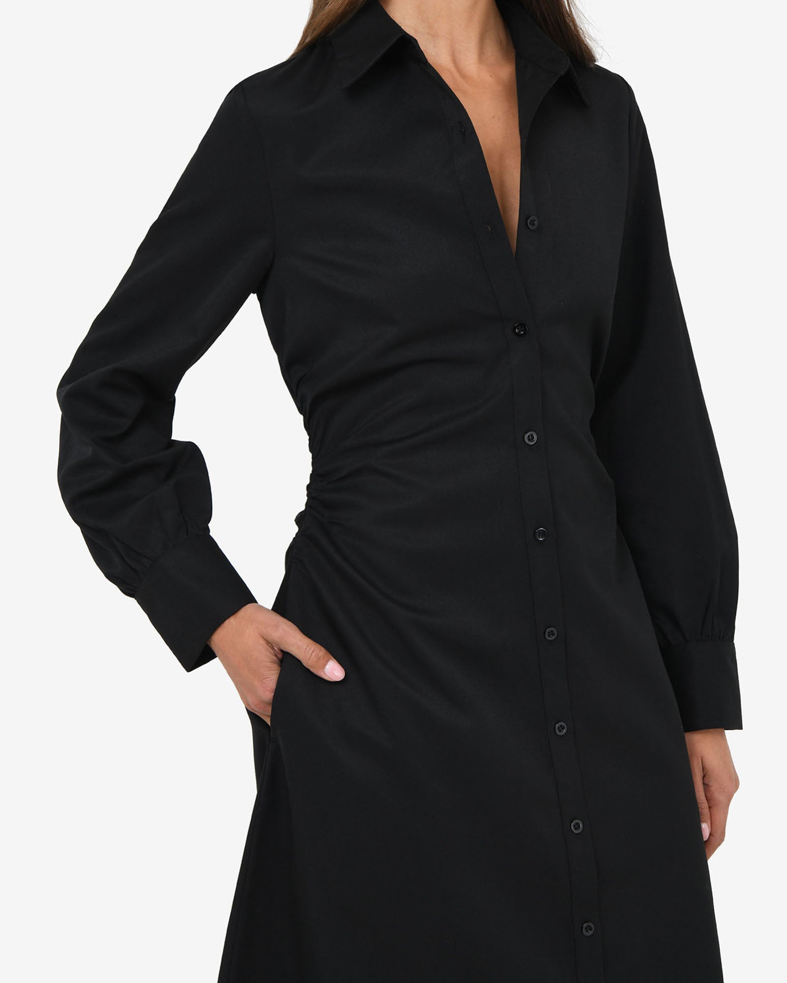 Lune Ruched Shirt Dress