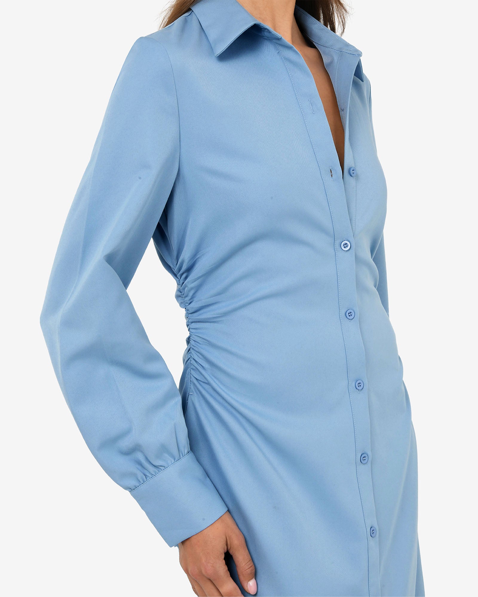 Lune Ruched Shirt Dress