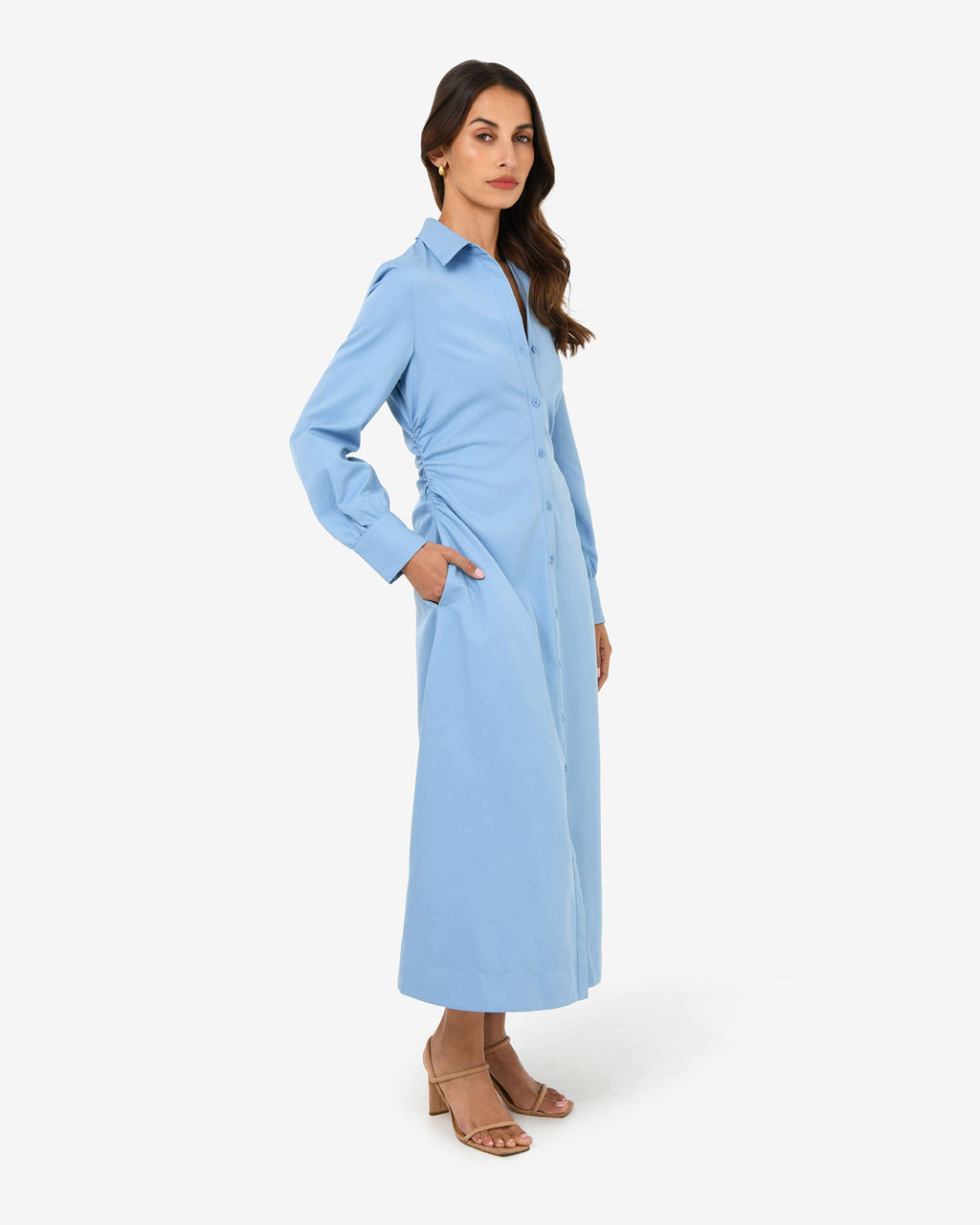Lune Ruched Shirt Dress