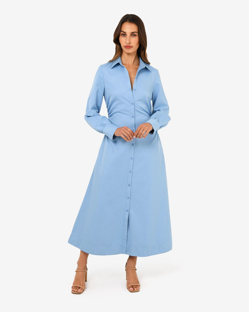 Lune Ruched Shirt Dress