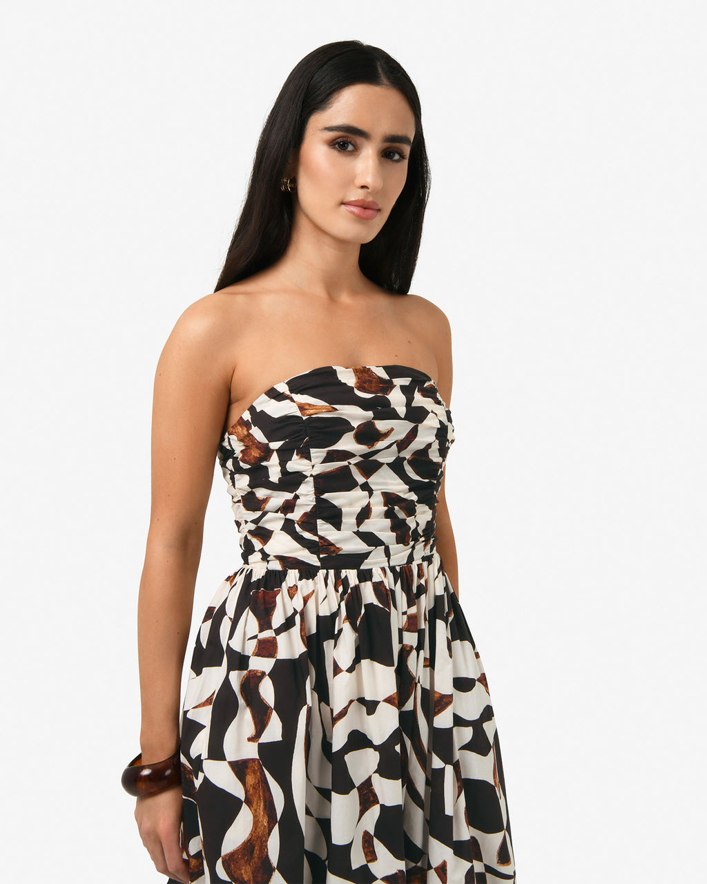 Hazel Printed Strapless Dress