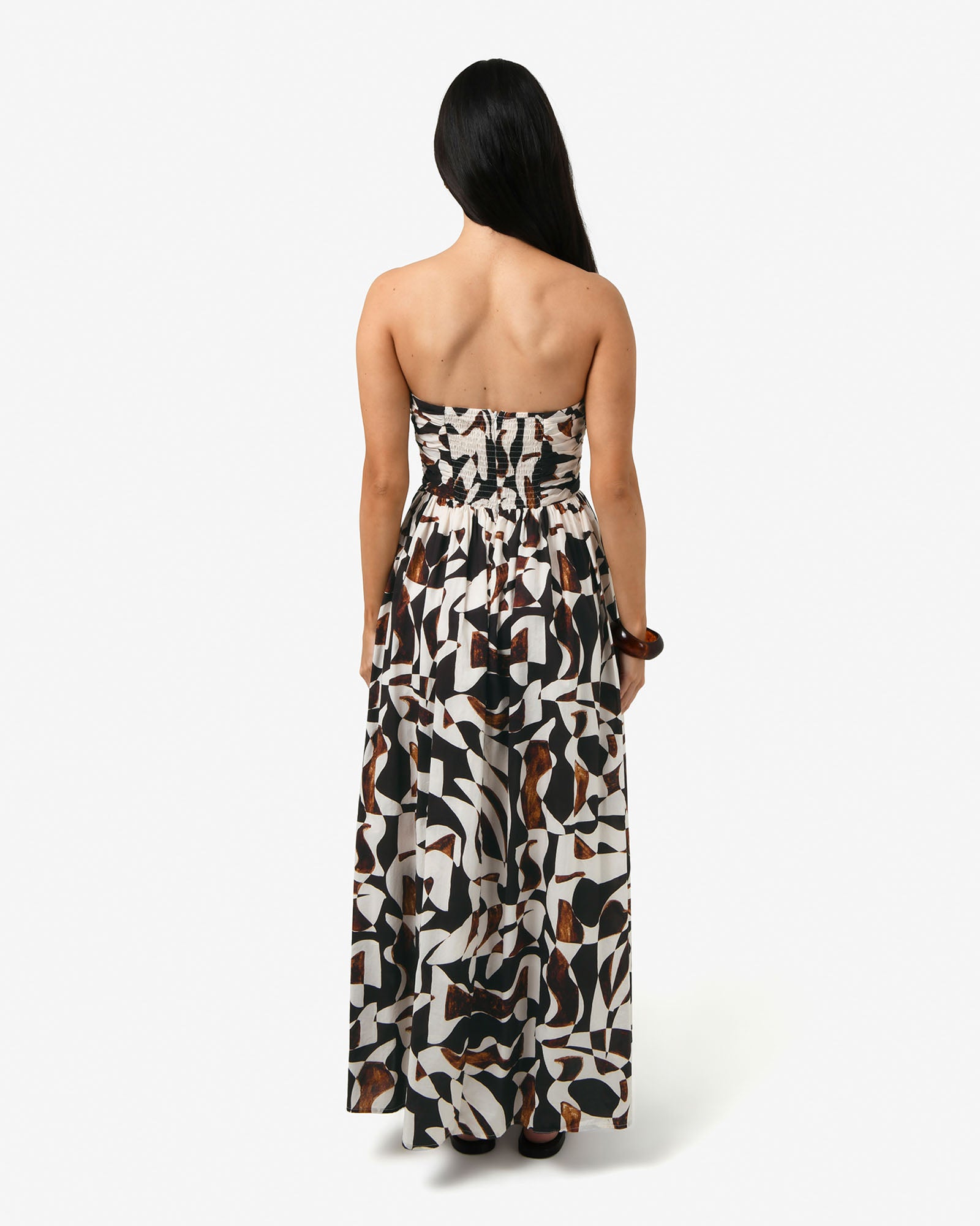Hazel Printed Strapless Dress