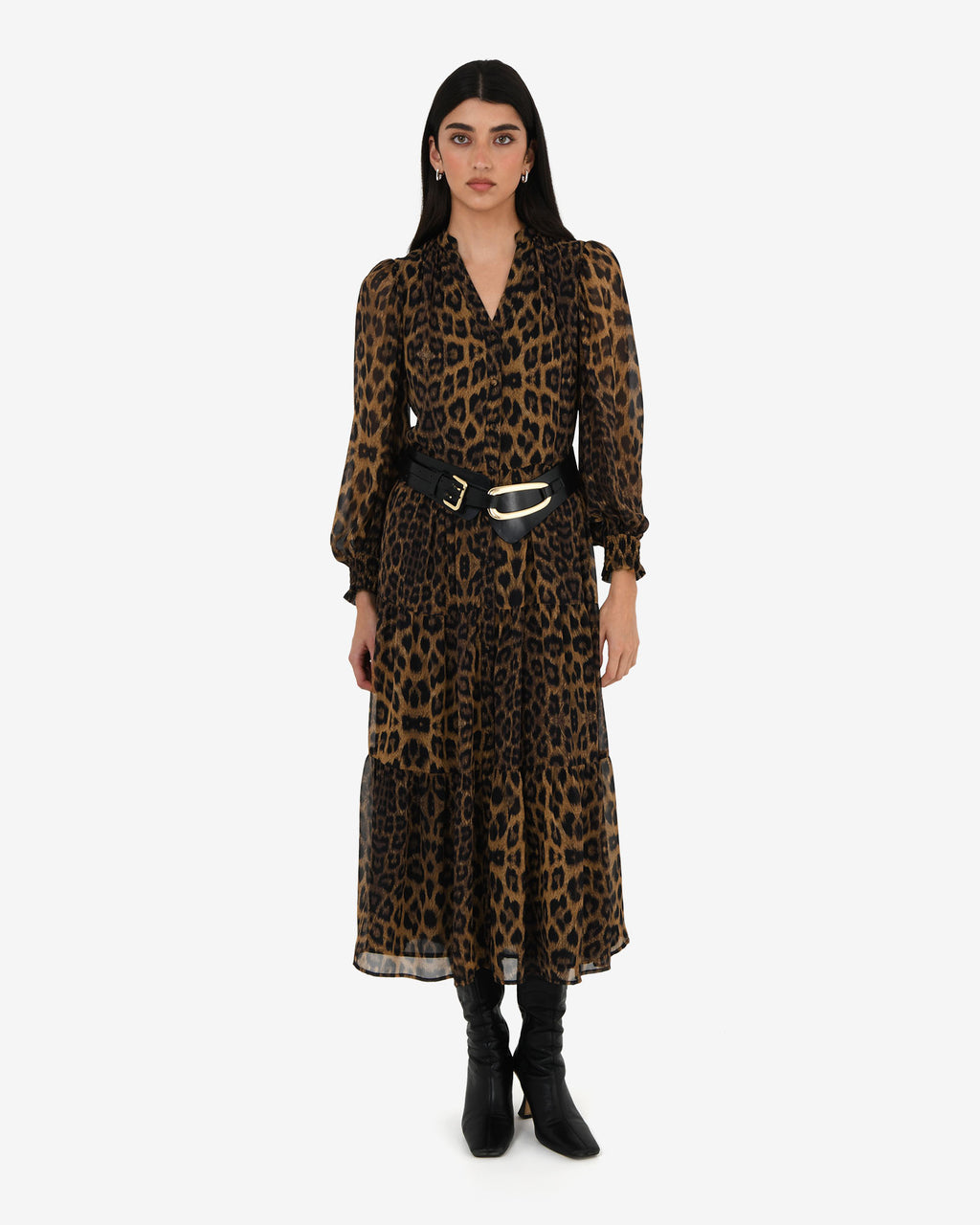 Shakira V-Neck Button Dress