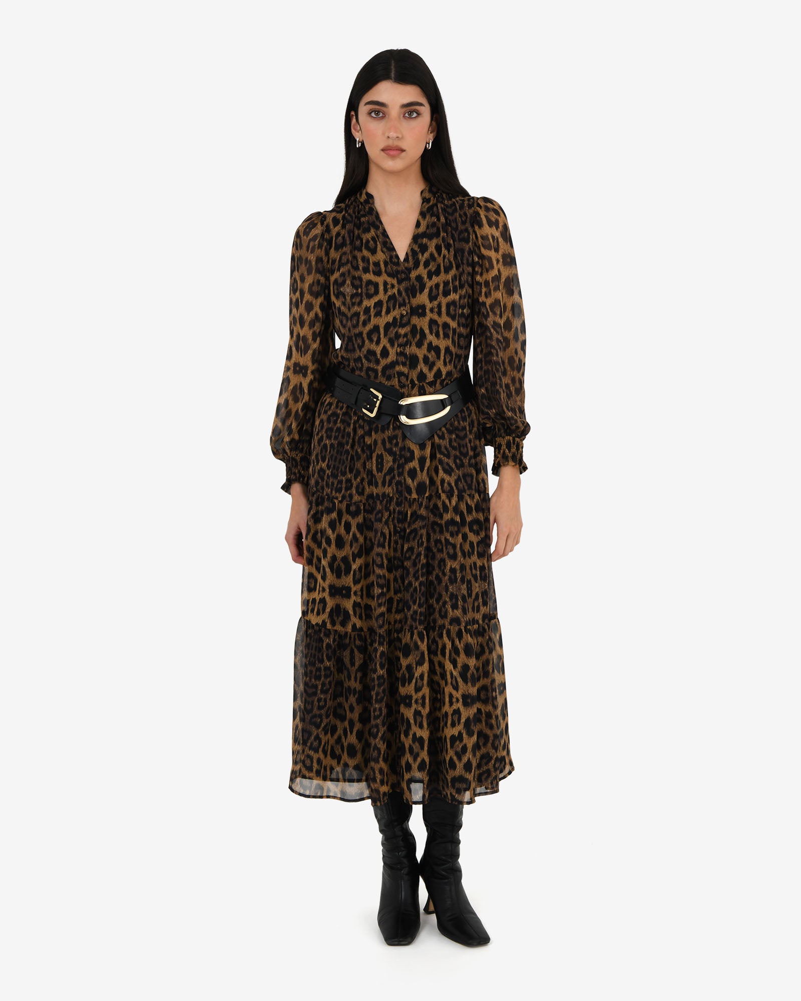 Shakira V-Neck Button Dress