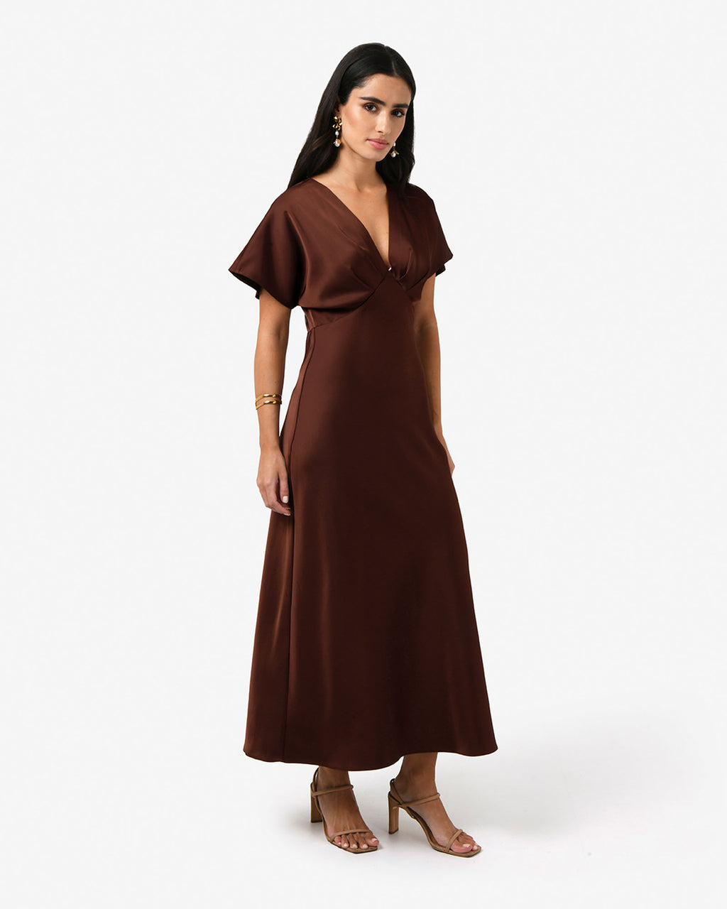 Catalina V-Neck Satin Dress