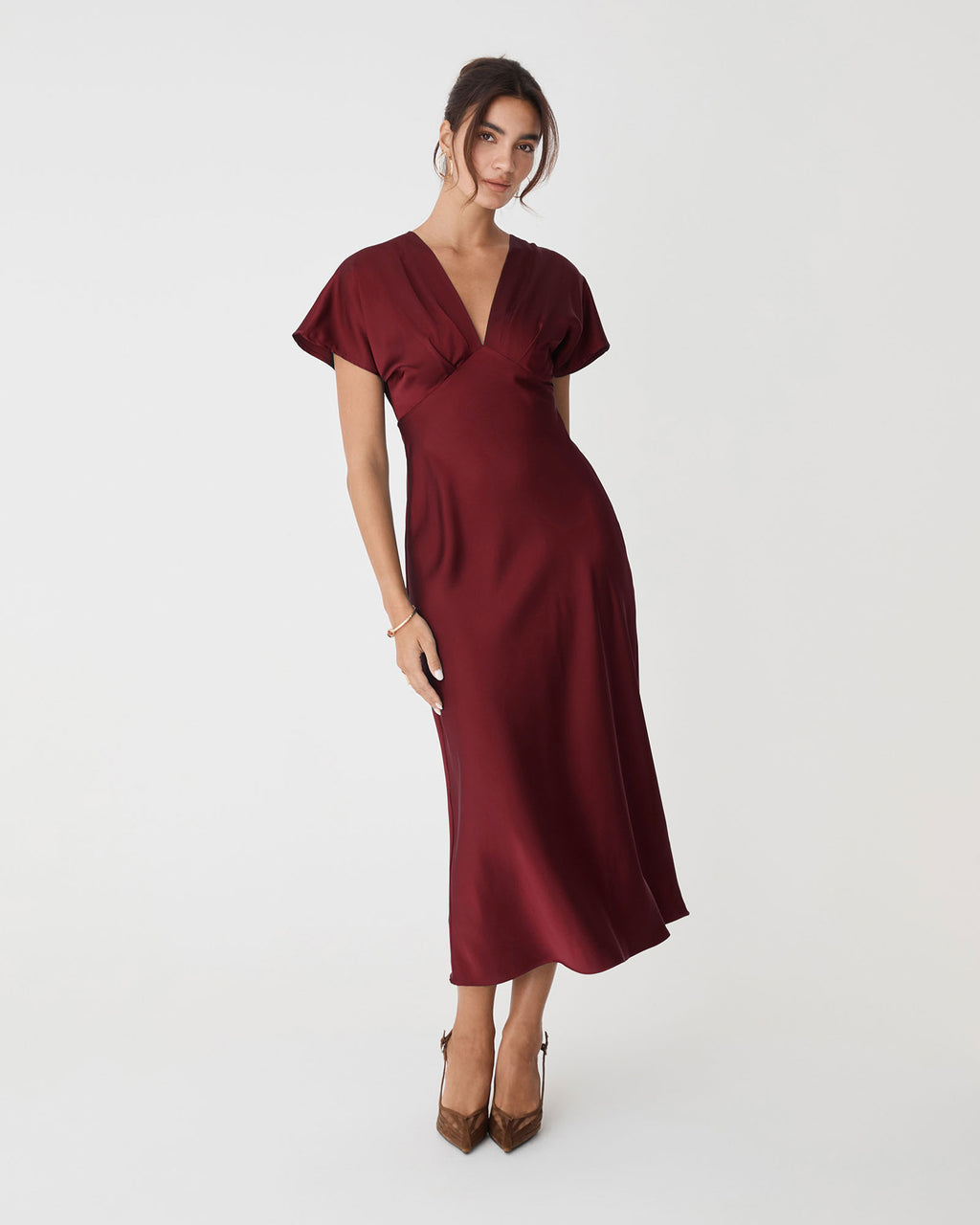 Catalina V-Neck Satin Dress