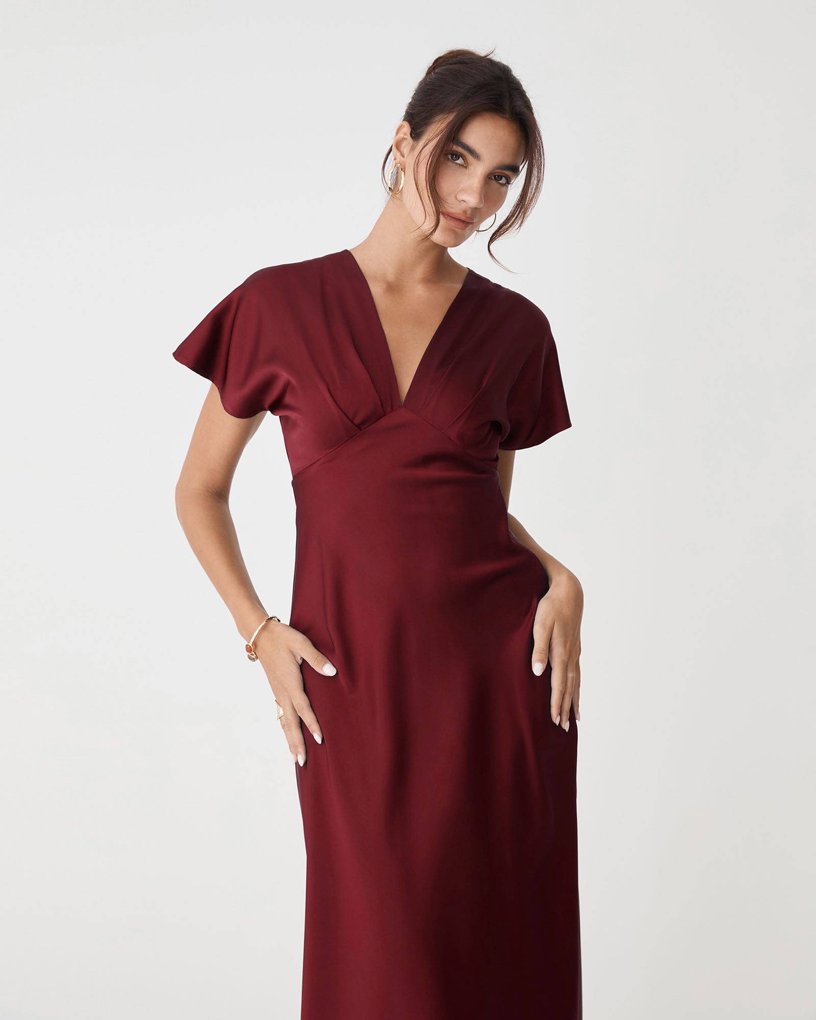 Catalina V-Neck Satin Dress