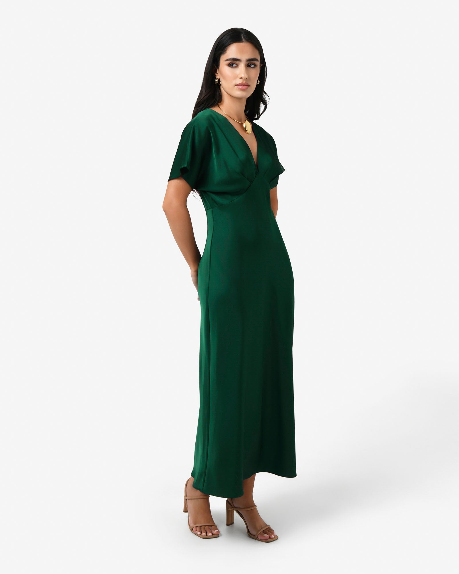 Catalina V-Neck Satin Dress