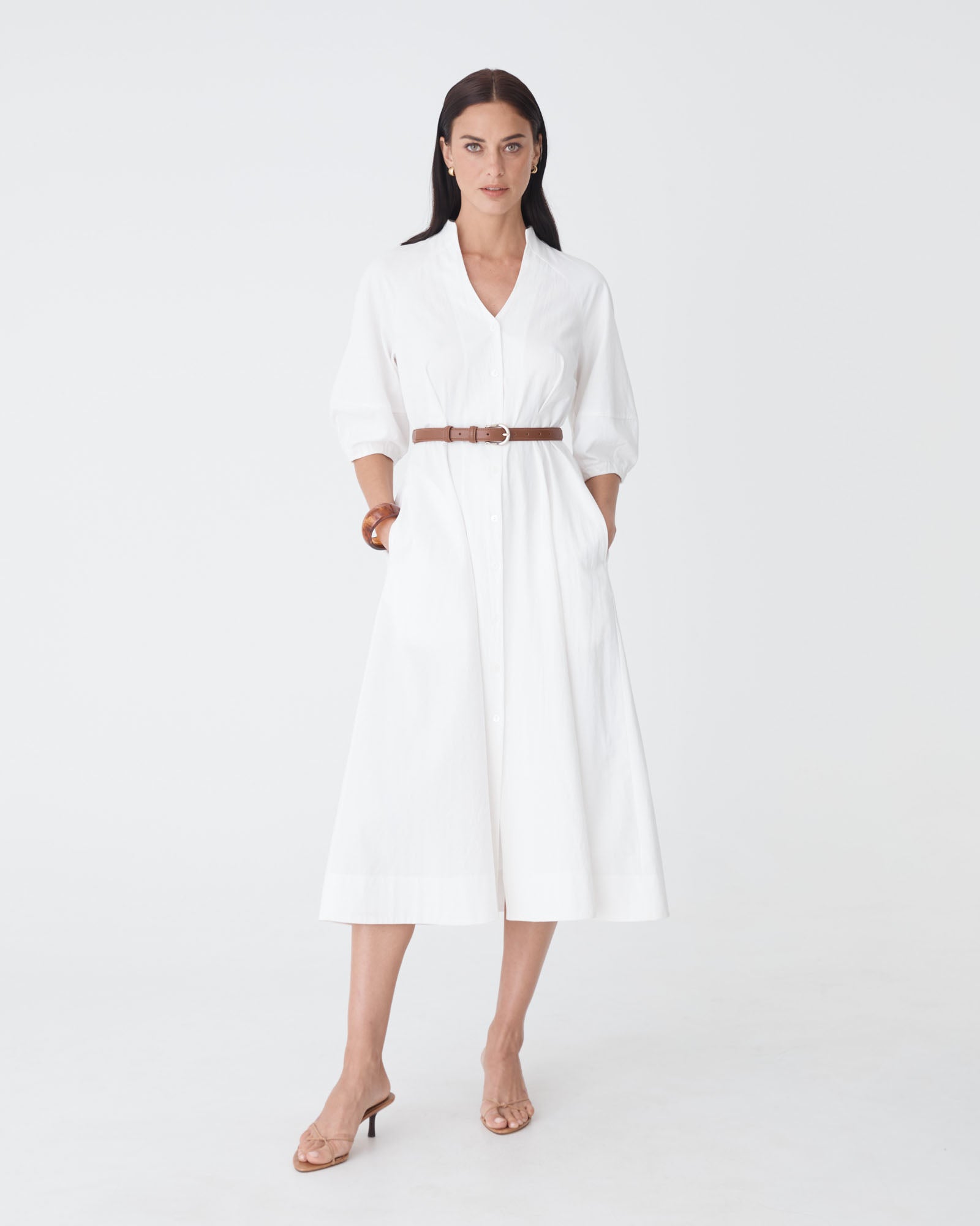 Lyn Lantern Sleeve Shirt Dress