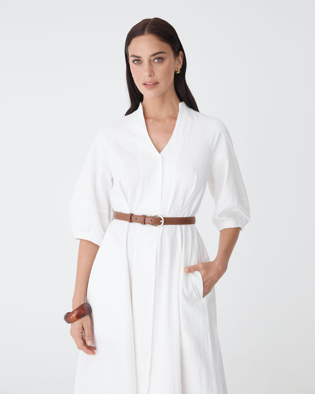 Lyn Lantern Sleeve Shirt Dress