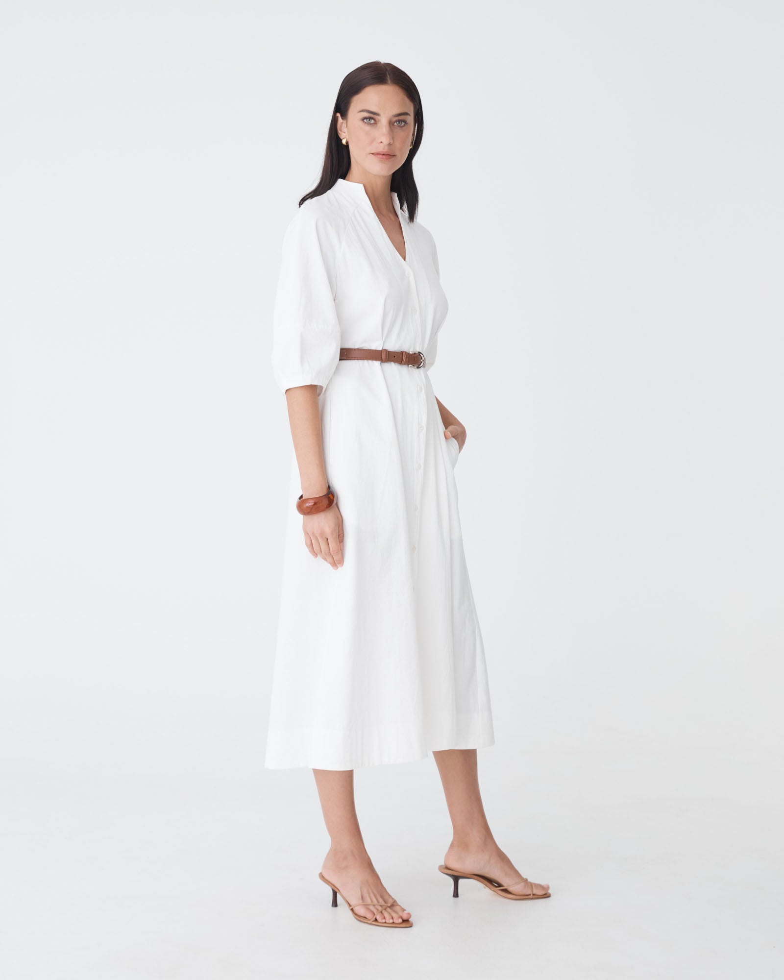 Lyn Lantern Sleeve Shirt Dress