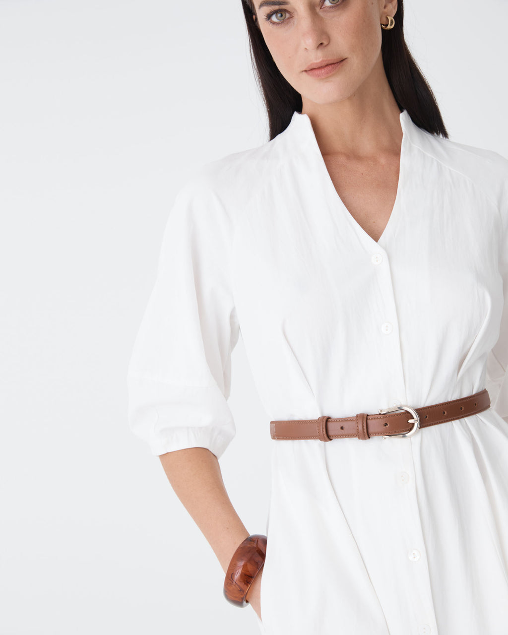 Lyn Lantern Sleeve Shirt Dress