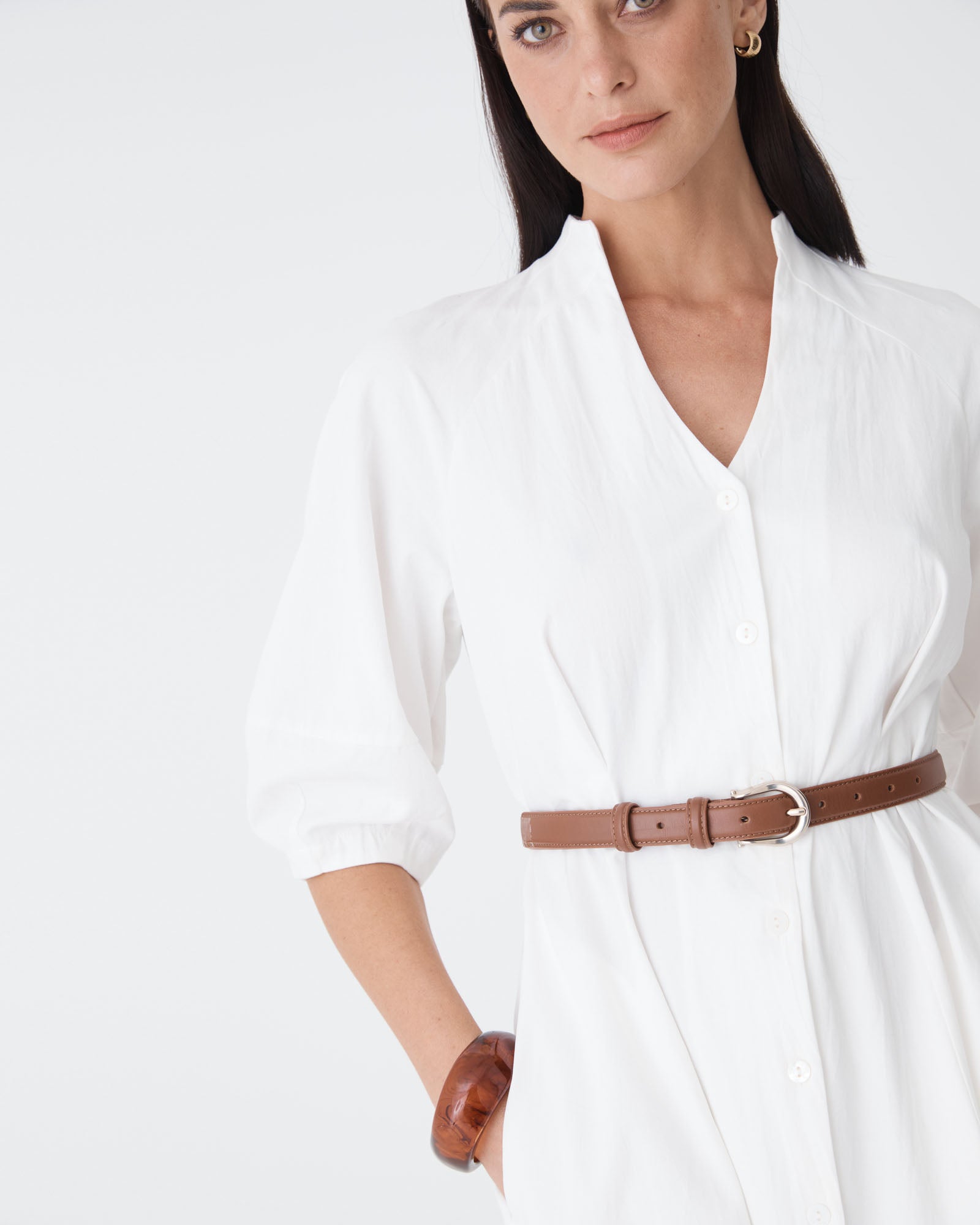 Lyn Lantern Sleeve Shirt Dress
