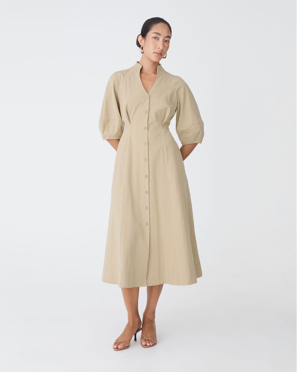 Lyn Lantern Sleeve Shirt Dress