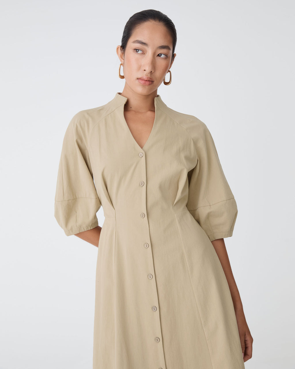 Lyn Lantern Sleeve Shirt Dress