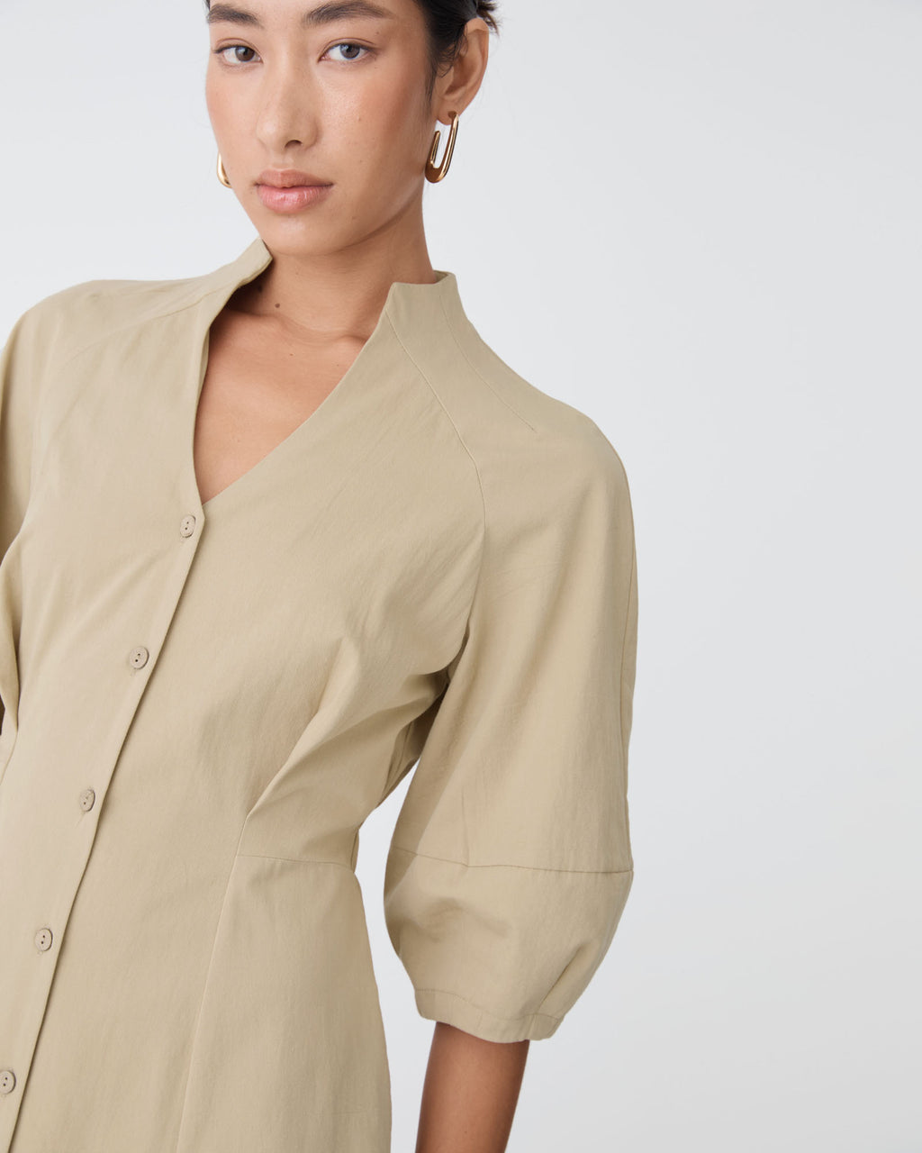 Lyn Lantern Sleeve Shirt Dress
