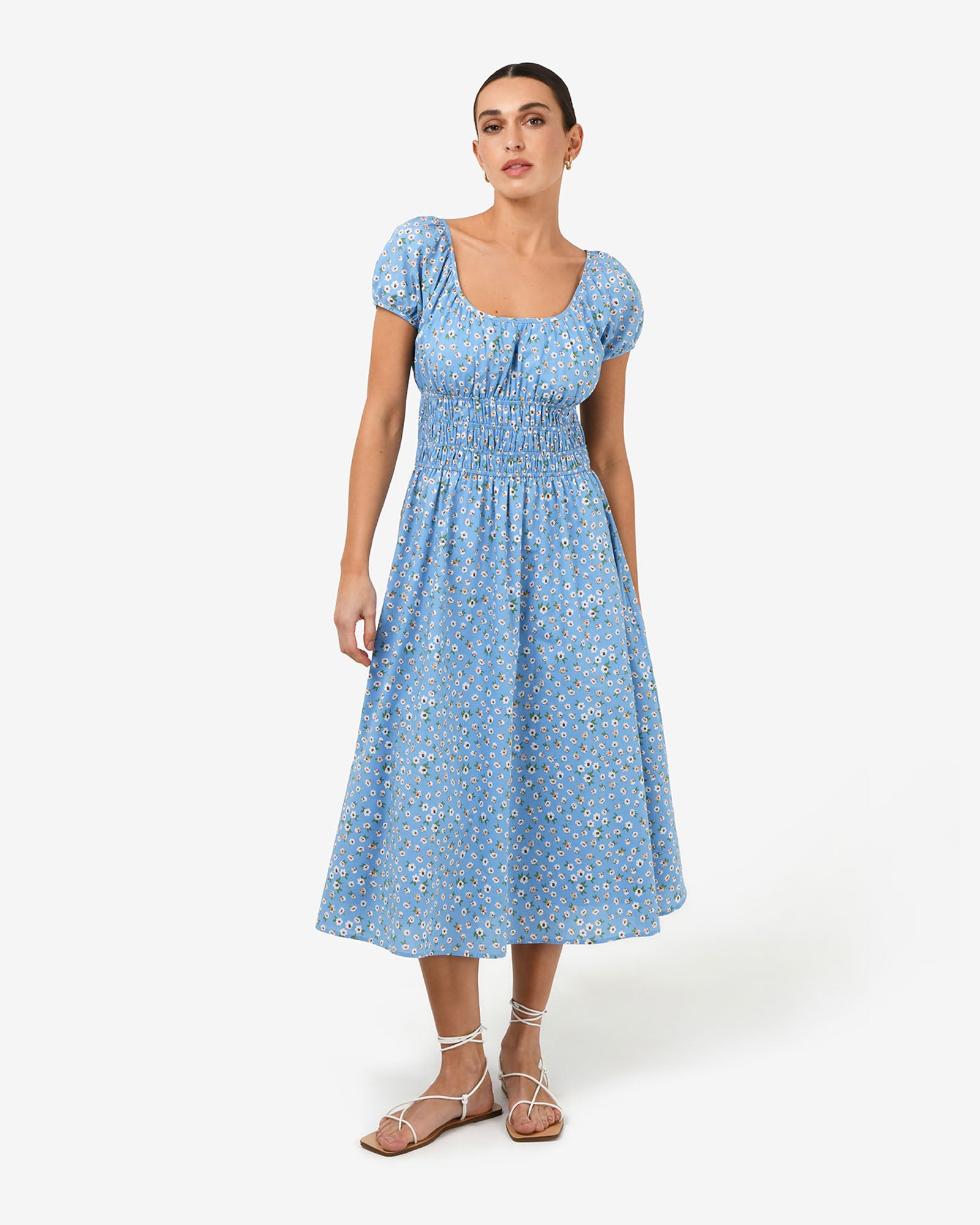 Alisa Shirred Midi Dress