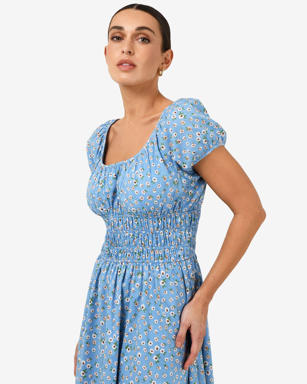 Alisa Shirred Midi Dress