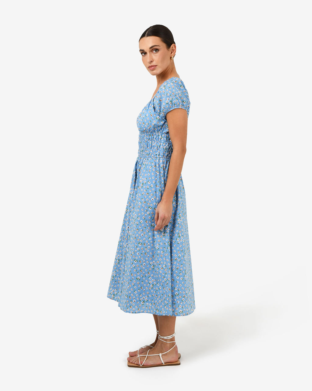 Alisa Shirred Midi Dress