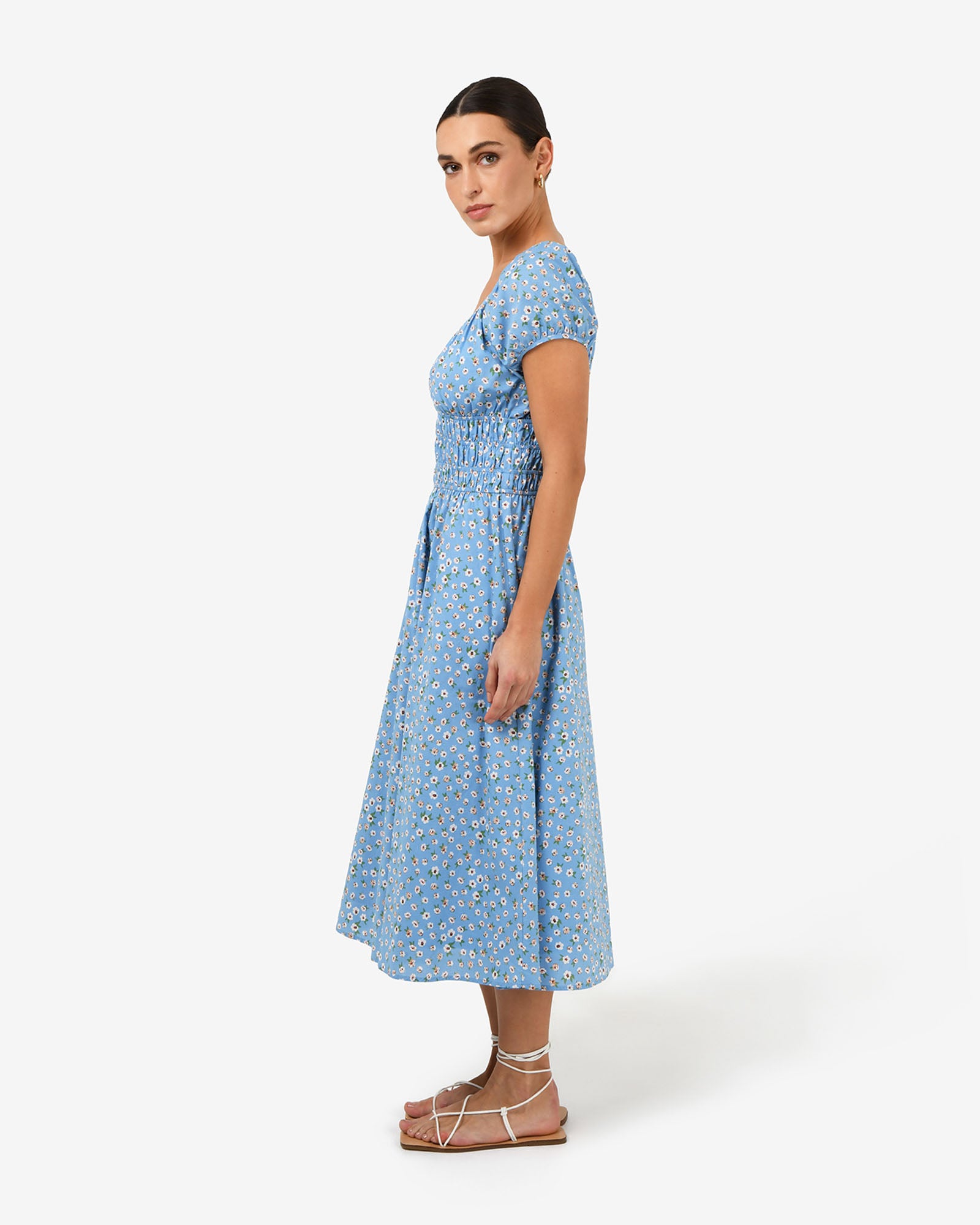 Alisa Shirred Midi Dress