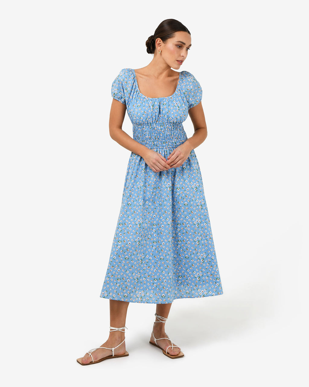 Alisa Shirred Midi Dress