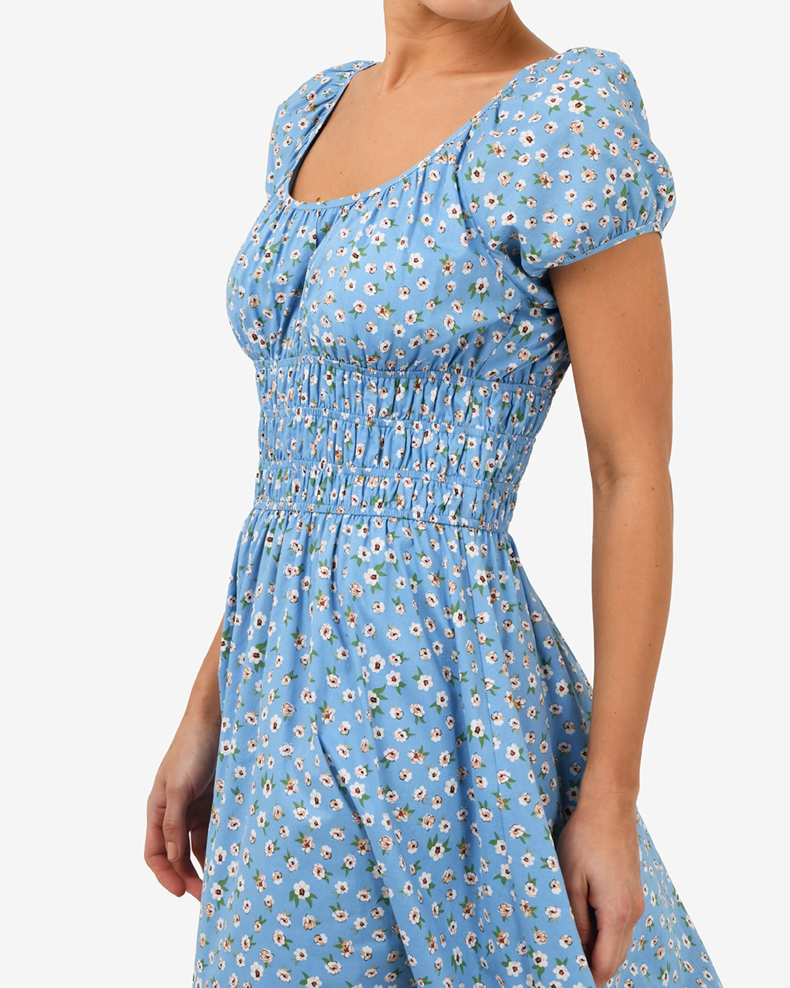 Alisa Shirred Midi Dress