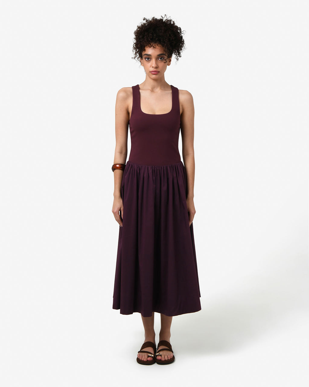 Soho Knit & Poplin Midi Dress