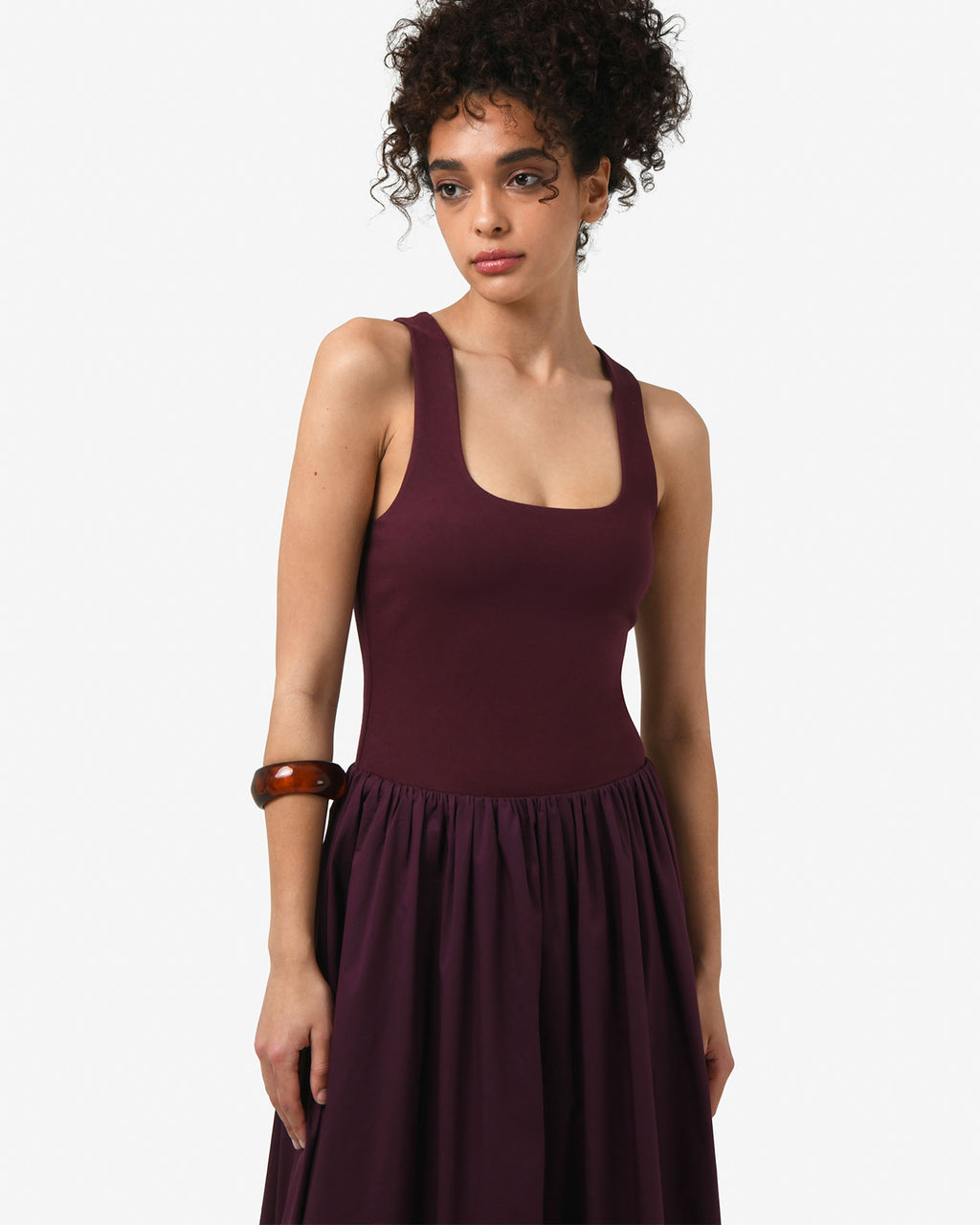 Soho Knit & Poplin Midi Dress
